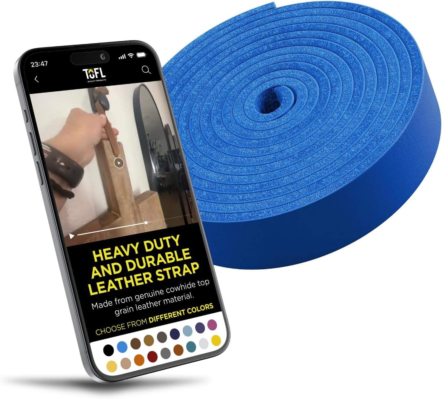 TOFL Leather Strap Medium Brown ? Inch Wide 72 Inches Long