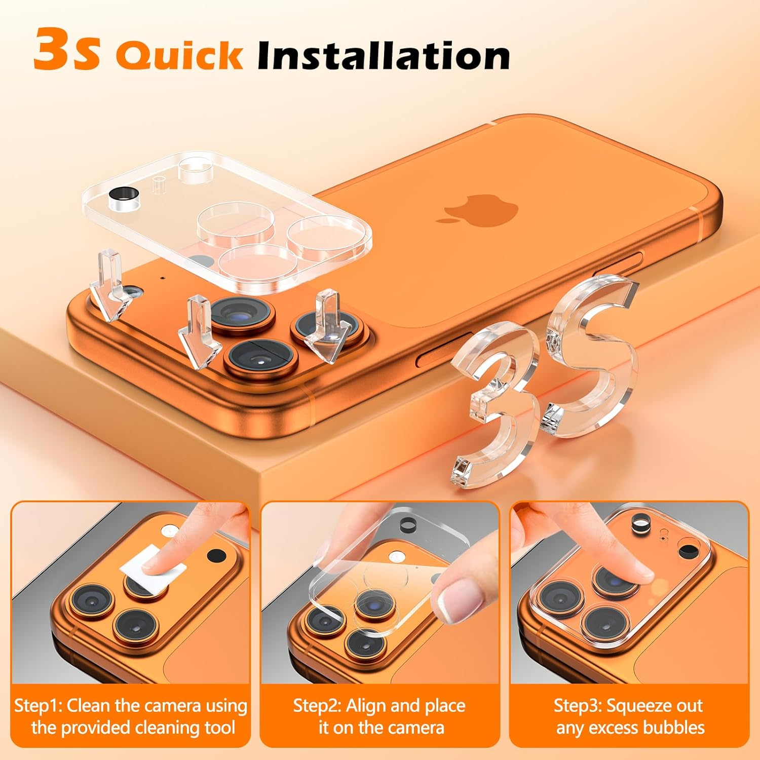 Imluckies Camera Lens Protector for 17 Pro 6.3 Inch Tempered Glass 9H Hardness Anti-Scratch Case Friendly Normal Night Shooting 3 Pack image number 1