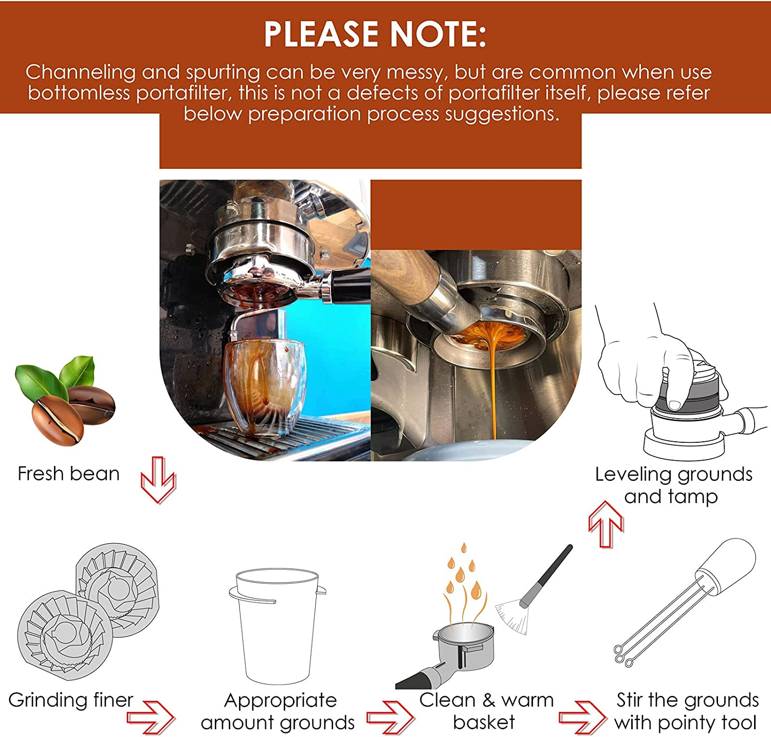 54Mm Bottomless Portafilter, MATOW Bottomless Naked Portafilter Compatible with Breville 54Mm Machines (Filter Basket Included) image number 4