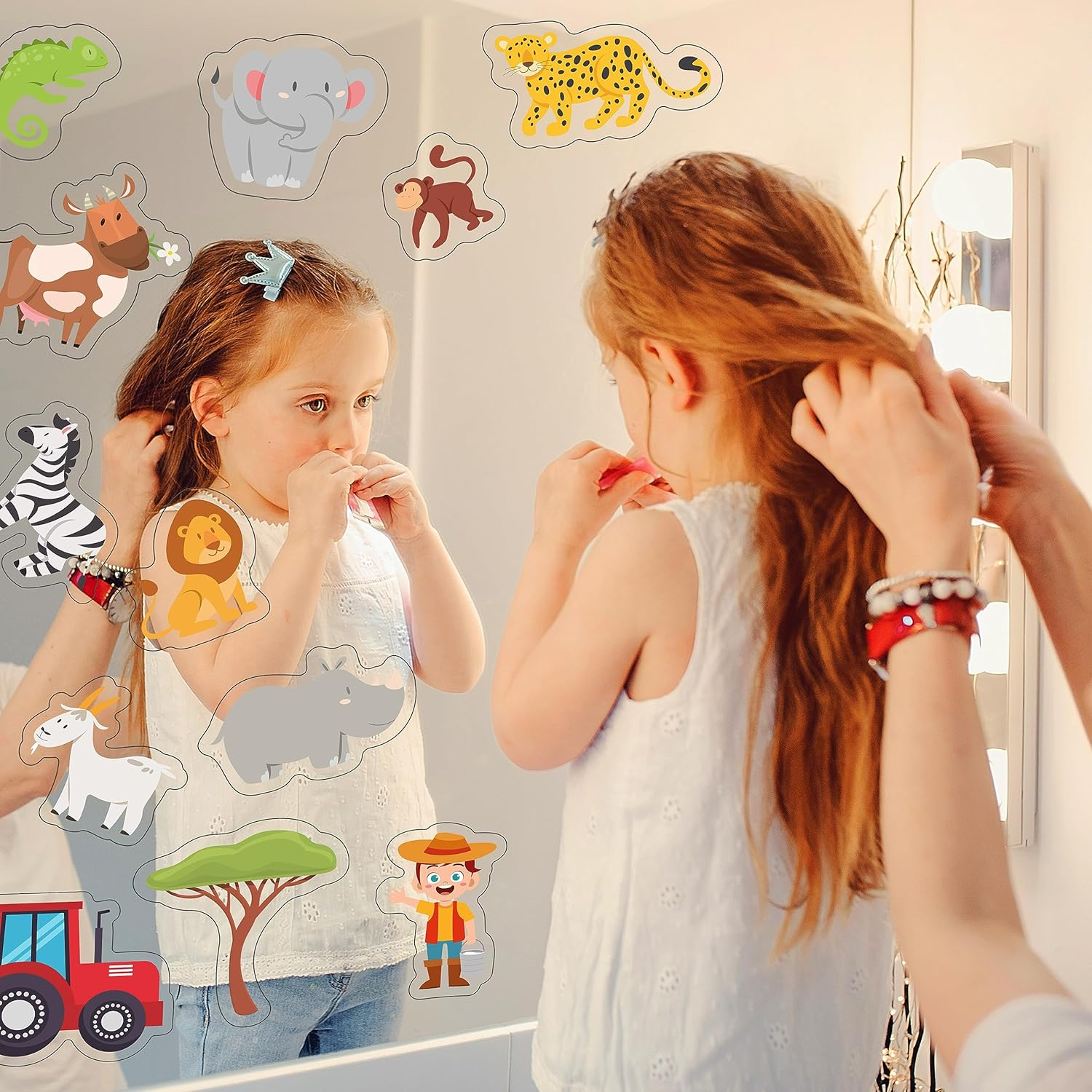 WALPLUS Gel Clings Window Decals Stickers for Kids Toddlers Window Stickers Window Clings Removable Reusable Nursery Room Classroom Party Supplies Safari and Farm Animal 28 Pcs image number 3