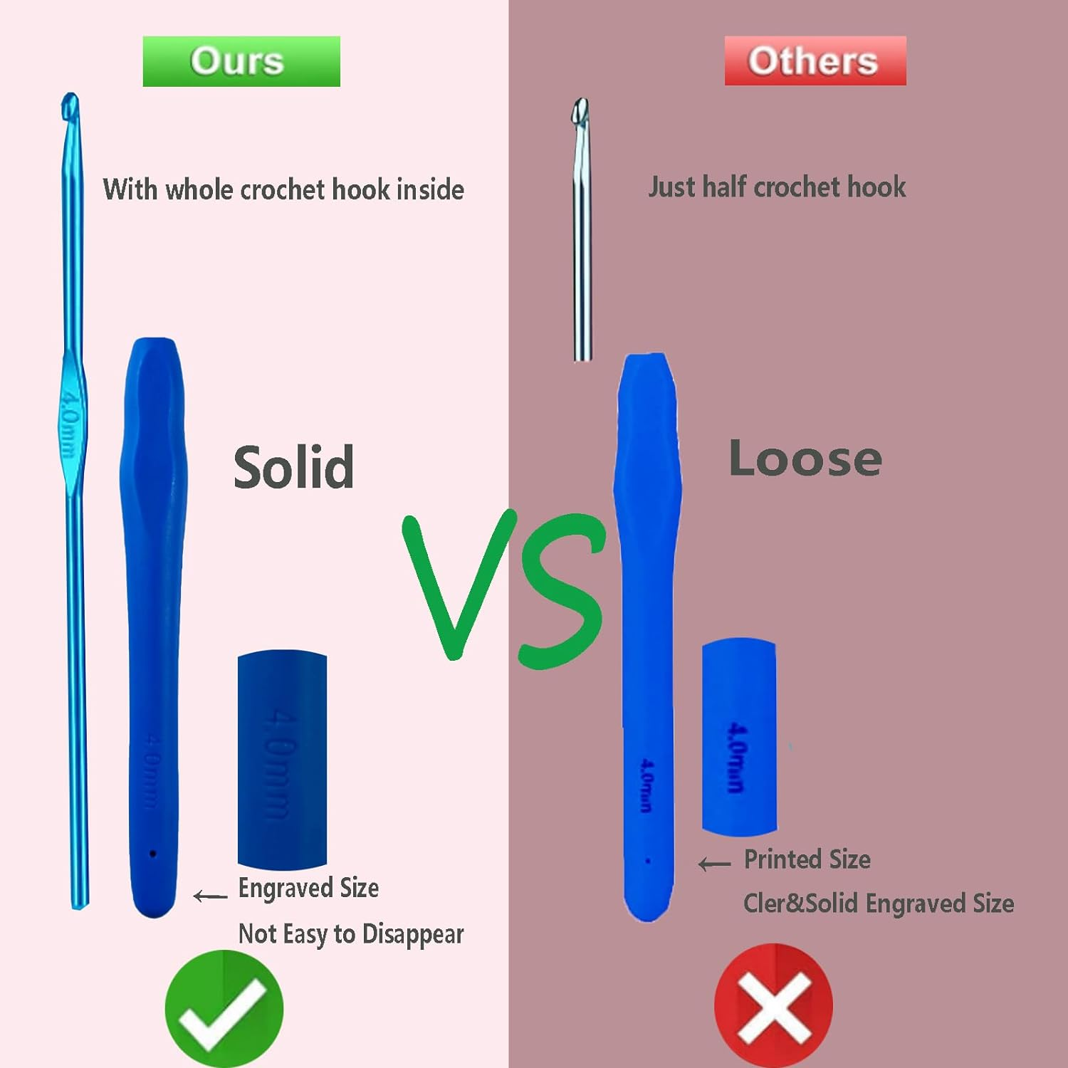 59 Pcs Crochet Hooks Kit Knitting Starter Kit for Adults Ergonomic Crochet Soft Grip Handle Crochet Tools DIY Weave Yarn Kits with Carry Bag Hooks Set for Beginners Adults (Pink)