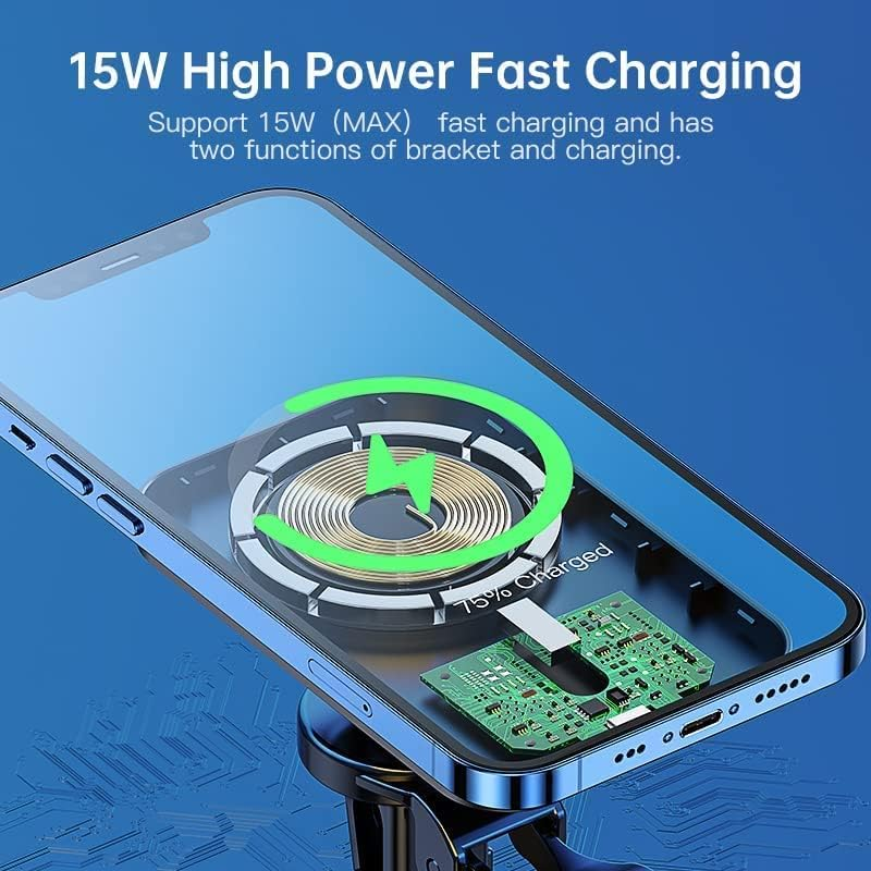 Duky Car Mount Charger Wireless 15W Car Holder for Iphone, Magnetic Car Phone Holder Mount Wireless Fast Charging for Magsafe Charger Fits Iphone 16 Pro Max plus 15 14 13 12 Magnetic Safe Case image number 5