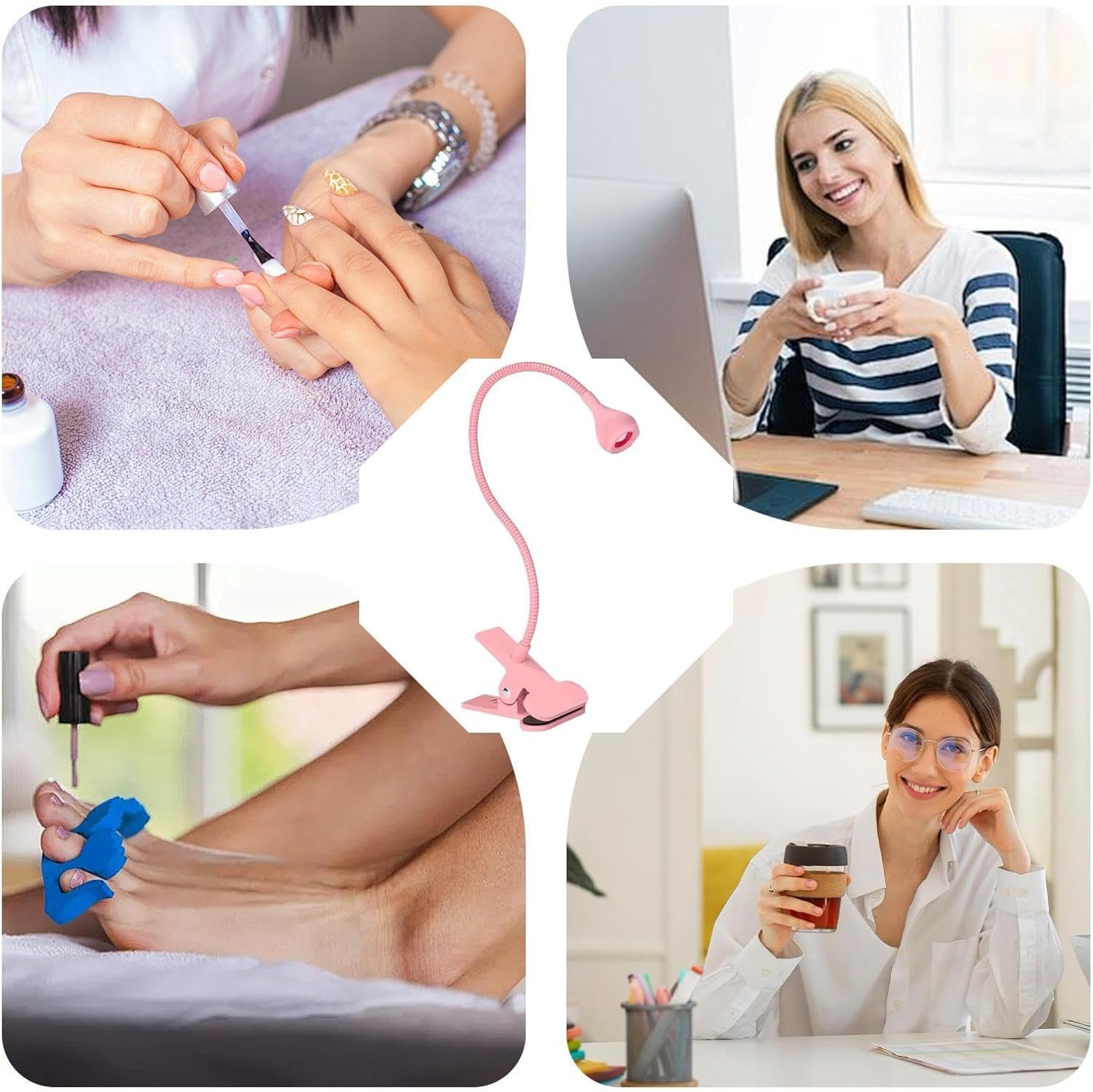 Rissunkv Gooseneck Nail Lamp | Gooseneck LED Nail Light for Gel Nails, Clamp on Nail Lamp,Small USB UV Lamp, Manicure Dryer, Home Salon Nail Accessories for Women Girls