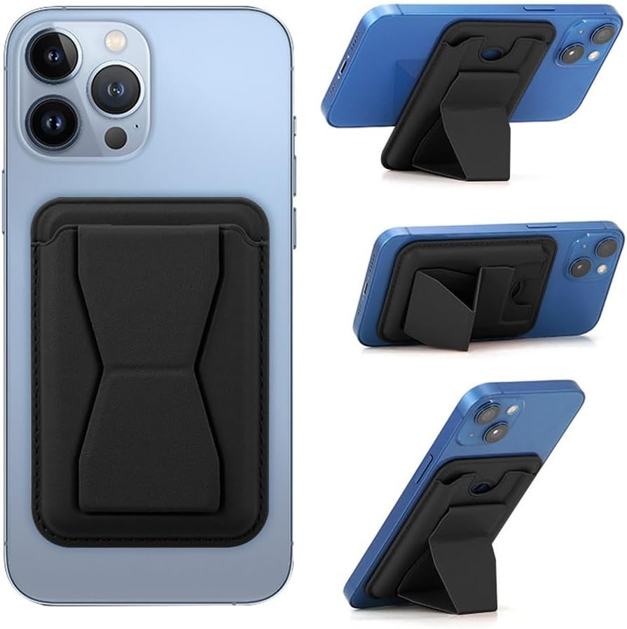 TTPSRY Compatible with Magsafe Wallet Leather Card Holder Magnetic Wallet with Adjustable Stand Ultra Slim Magnetic Wallet for Iphone 16/15/14/13/12 Series, Black, Minimal image number 5