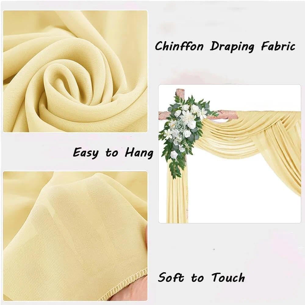 Champagne Wedding Arch Draping Fabric, 2 Panels 29" X 20FT, Soft Premium Chiffon Backdrop Curtain for Wedding Decor, Party, Ceremony, Photo Booth-Leralsta