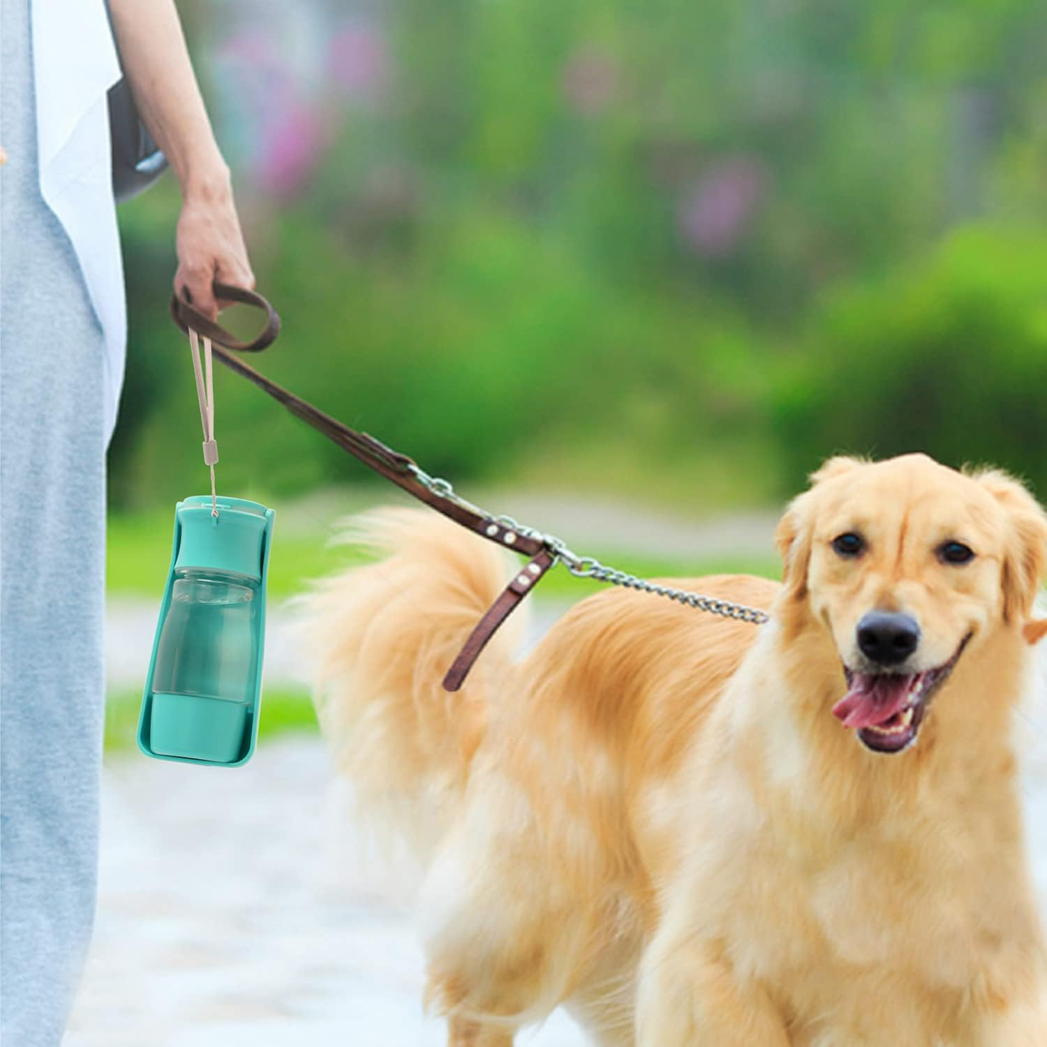 Dog Water Bottle Dispenser - Portable Foldable Pet Water Bottle with Food Container Drinking Feeder for Pet Walking Travel Hiking | Compact Durable Lightweight Leakproof/Pink/Blue (Pink/Blue) (Blue) image number 3