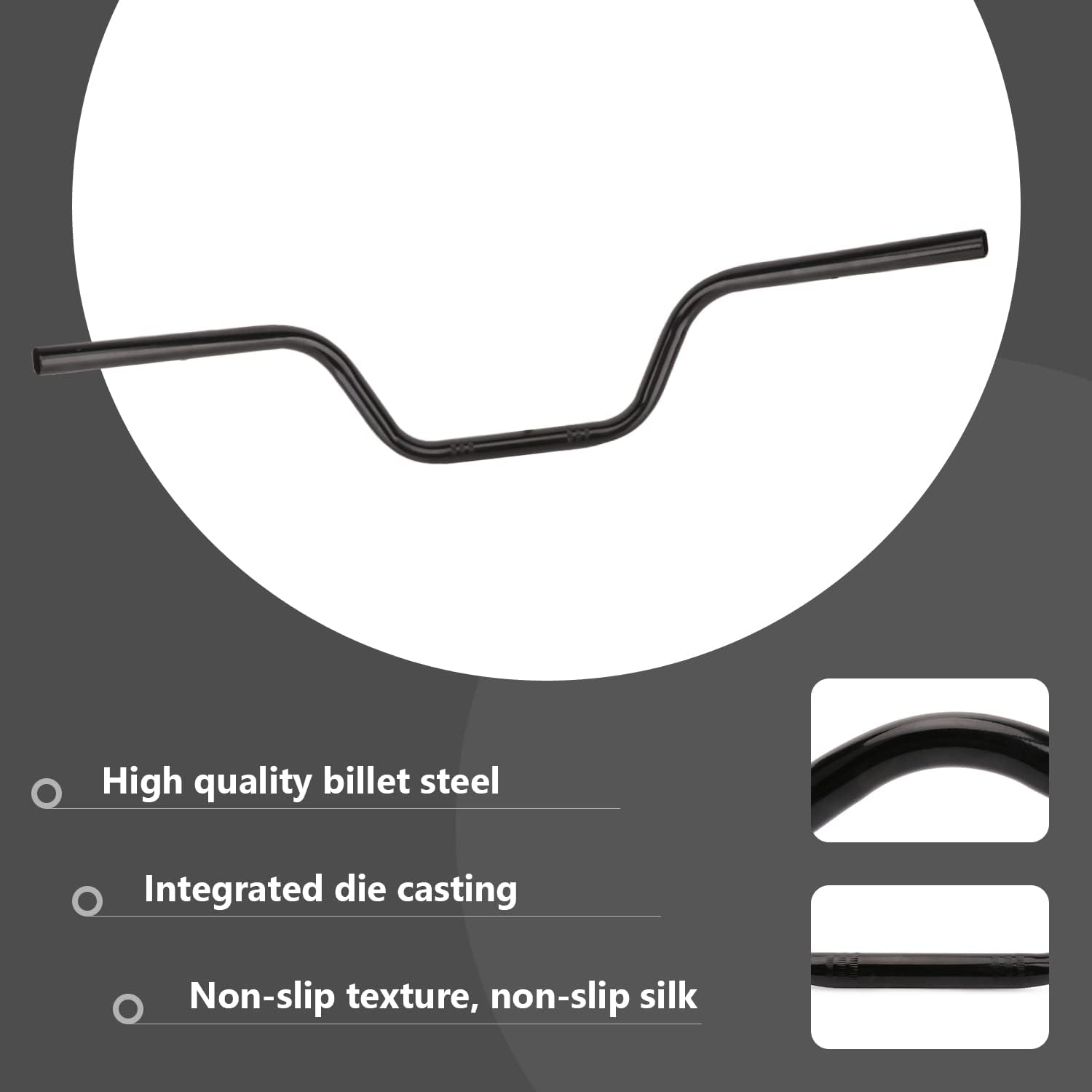 Anxin Motorcycle 7/8" Drag Handlebars High-Rise Tracker Handle Bars Universal for Harley Sportster XL 883 1200 Cruiser Bobber Custom Chopper Softail Dyna Tour Glide Road CG125 Black image number 2