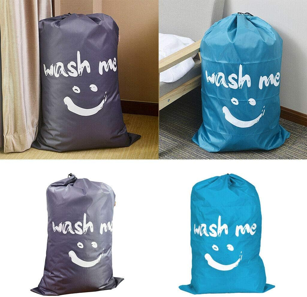 2 Pack Extra Large Wash Me Travel Laundry Bag, Rips & Tears Resistant Large Dirty Clothes Storage Bag, Machine Washable Heavy Duty Laundry Hamper Liner (Sky Blue+Gray, 28X40 Inches) image number 2
