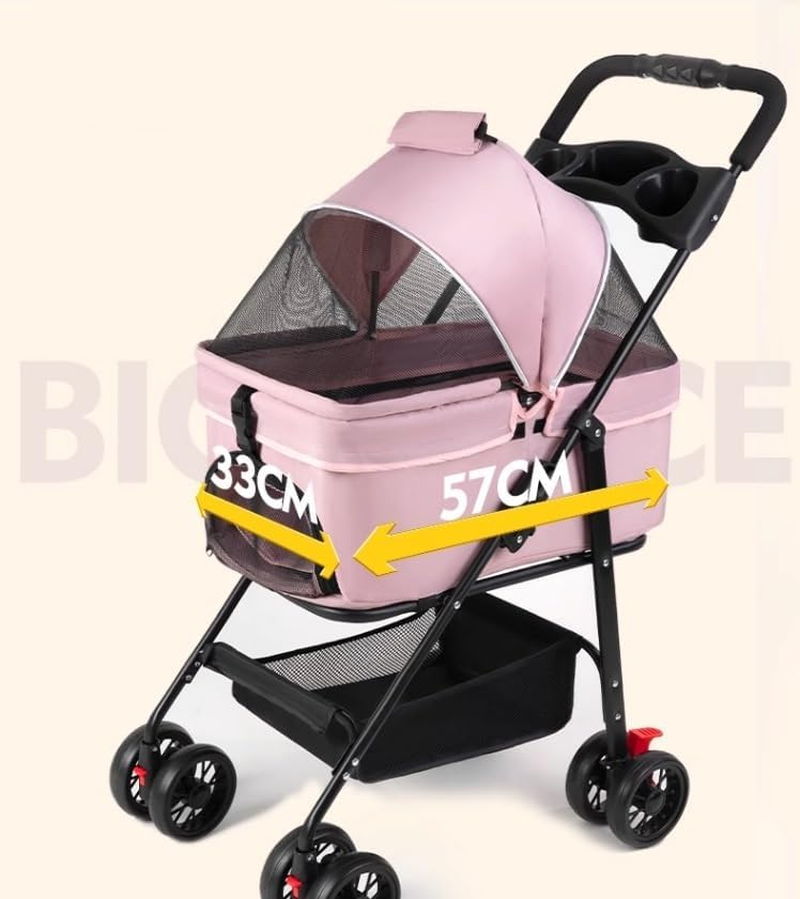 Pet Stroller Dog Stroller Cat Stroller Foldable Pet Stroller Dog Strollers Detachable Cat Stroller with Storage Basket and Cup Holder for Small Medium Dog Pram Dog Cat(Color:Blue) image number 2