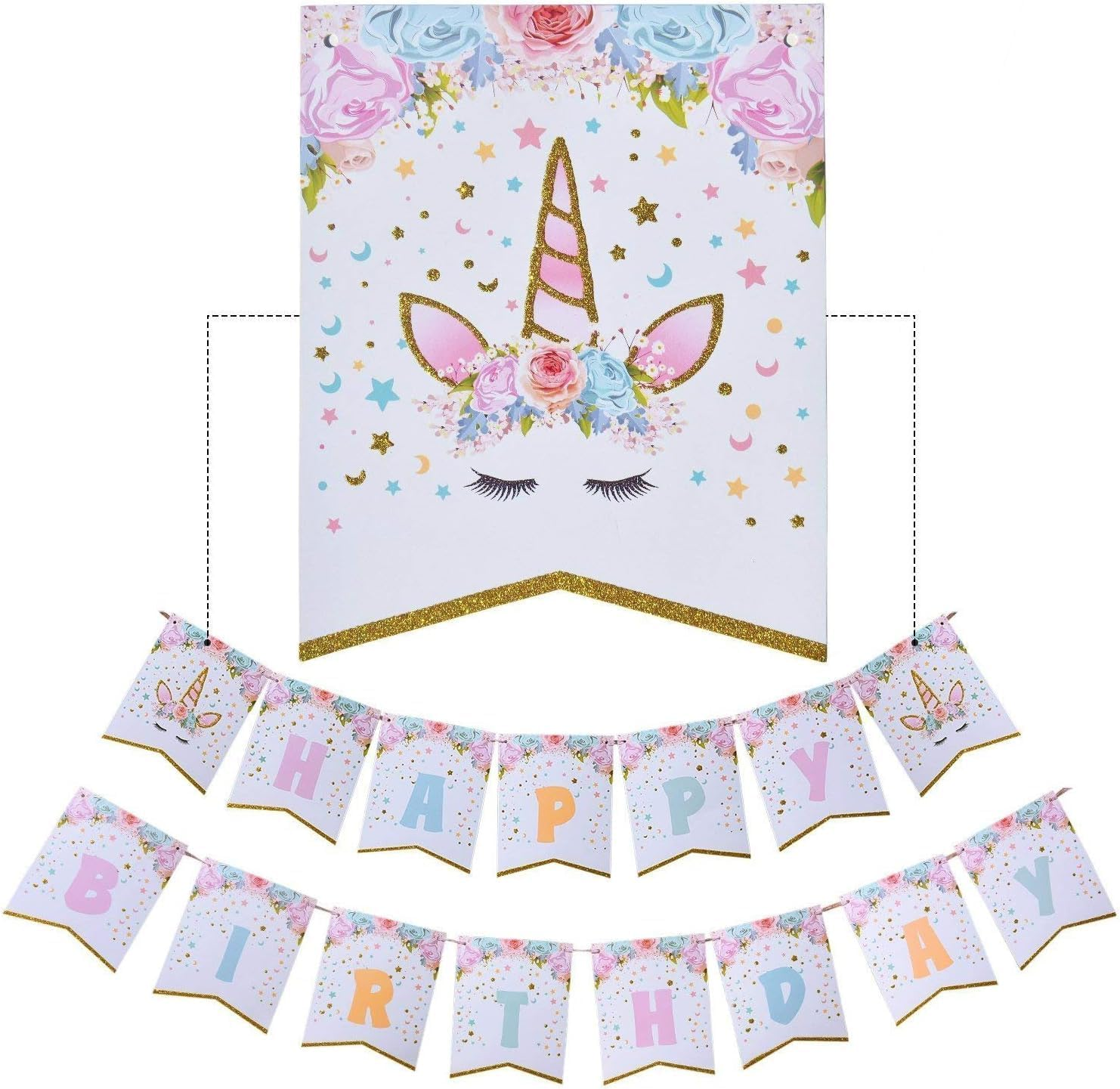 Unicorn Birthday Decorations, Unicorn Party Decorations, Unicorn Party Supplies, Uincorn Party Favors, Unicorn Birthday Banner and Unicorn Hanging Swirl for Girls Birthday Party Decorations image number 4