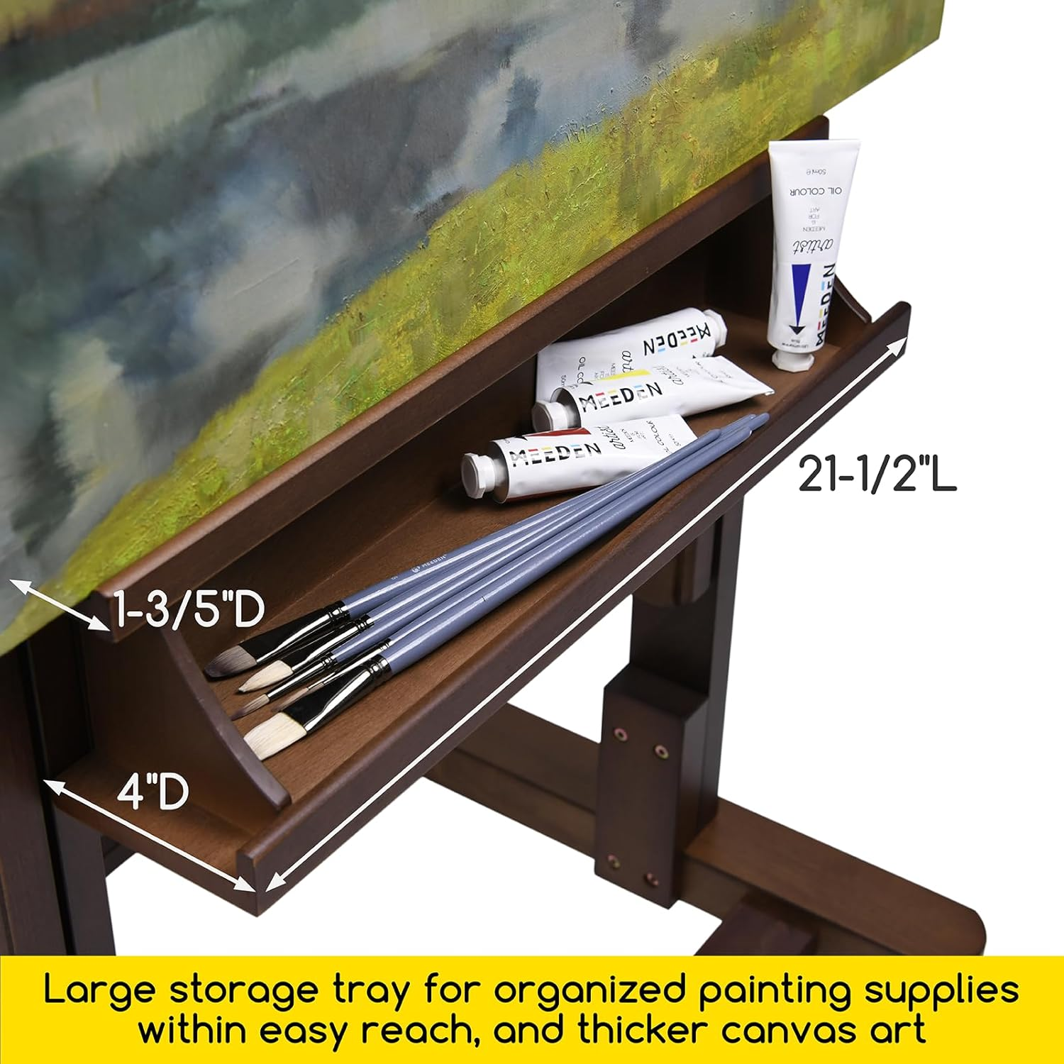 MEEDEN Extra Large H-Frame Studio Easel - Solid Beech Wooden Artist Professional Heavy-Duty Easel, Painting Art Easel Stand with 4 Premium Locking Silent Caster Wheels, Hold Max 82", Classic Walnut image number 5