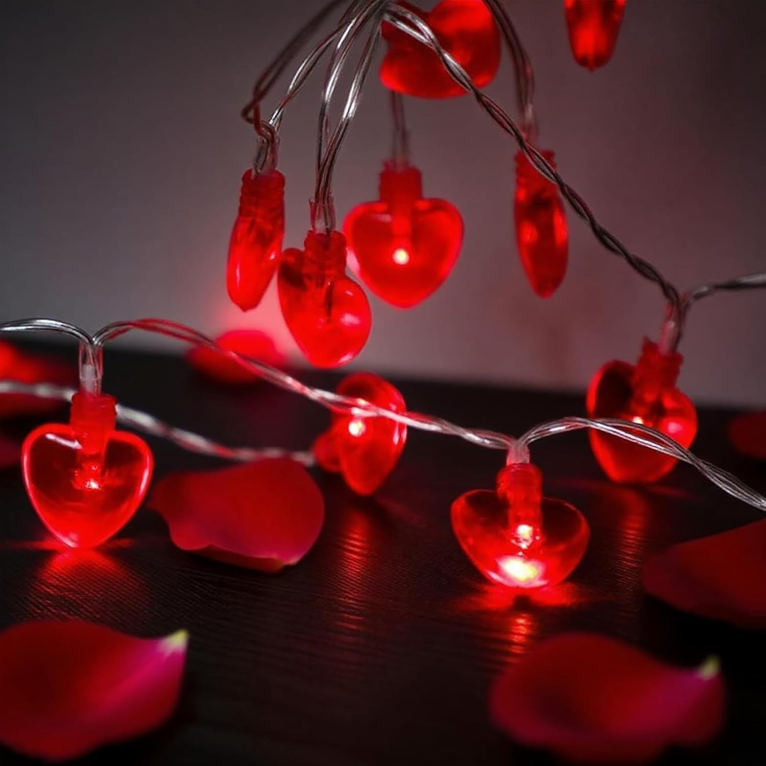 Alegre Fairy Lights Hearts Red, 1.5 M 10 LED Valentine'S Day Heart-Shaped Fairy Lights Battery, Fairy Lights Hearts Indoor, Valentine'S Day Decoration, Heart Fairy Lights for Christmas, Anniversaries