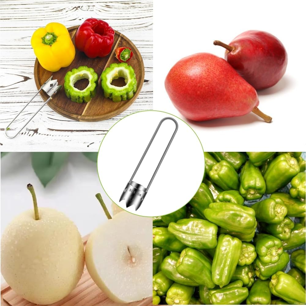 1 Pcs Red Bell Pepper Seed Corer, 2024 Upgraded Stainless Steel Fruit Corer,Red Bell Peppers Cutter,Pepper Seed Remover Tool,Bell Pepper Corer Tool for Vegetables Fruit Corer,Creative Kitchen Gadget image number 1
