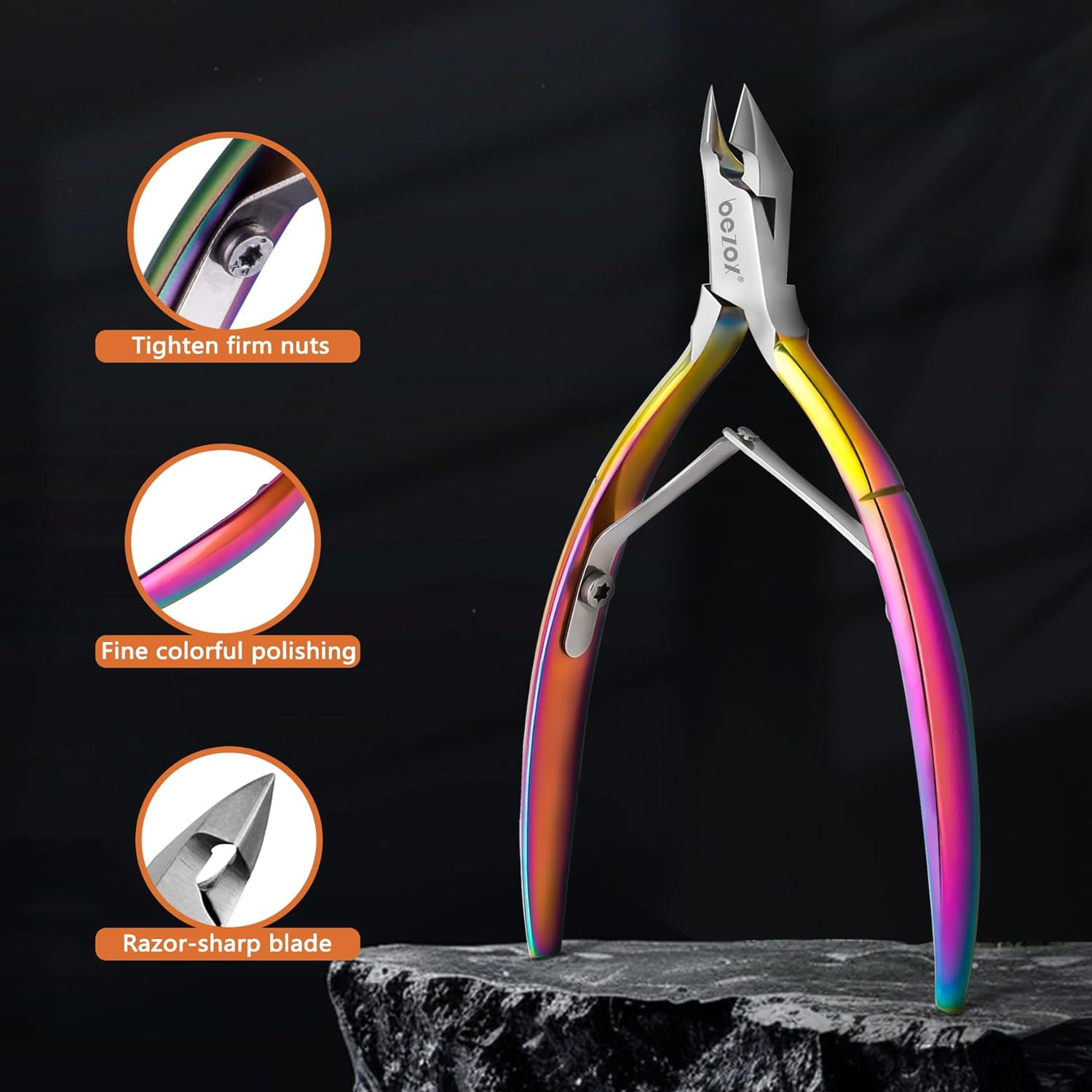 BEZOX Cuticle Clippers Rainbow Nail Cuticle Nipper, Stainless Steel Cutical Cutter Cuticle Remover Trimmers, Professional Manicure & Pedicure Tool - 7Mm Jaw - Red image number 2