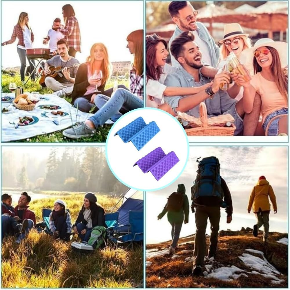 Jindizi 2Pc Foam Seat Pad Folding Hiking Sit Pad,Mini Waterproof Folding Mat Foam Sitting,Camping Mat Sitting Foldable Sit Pad for Outdoor Purple+Blue