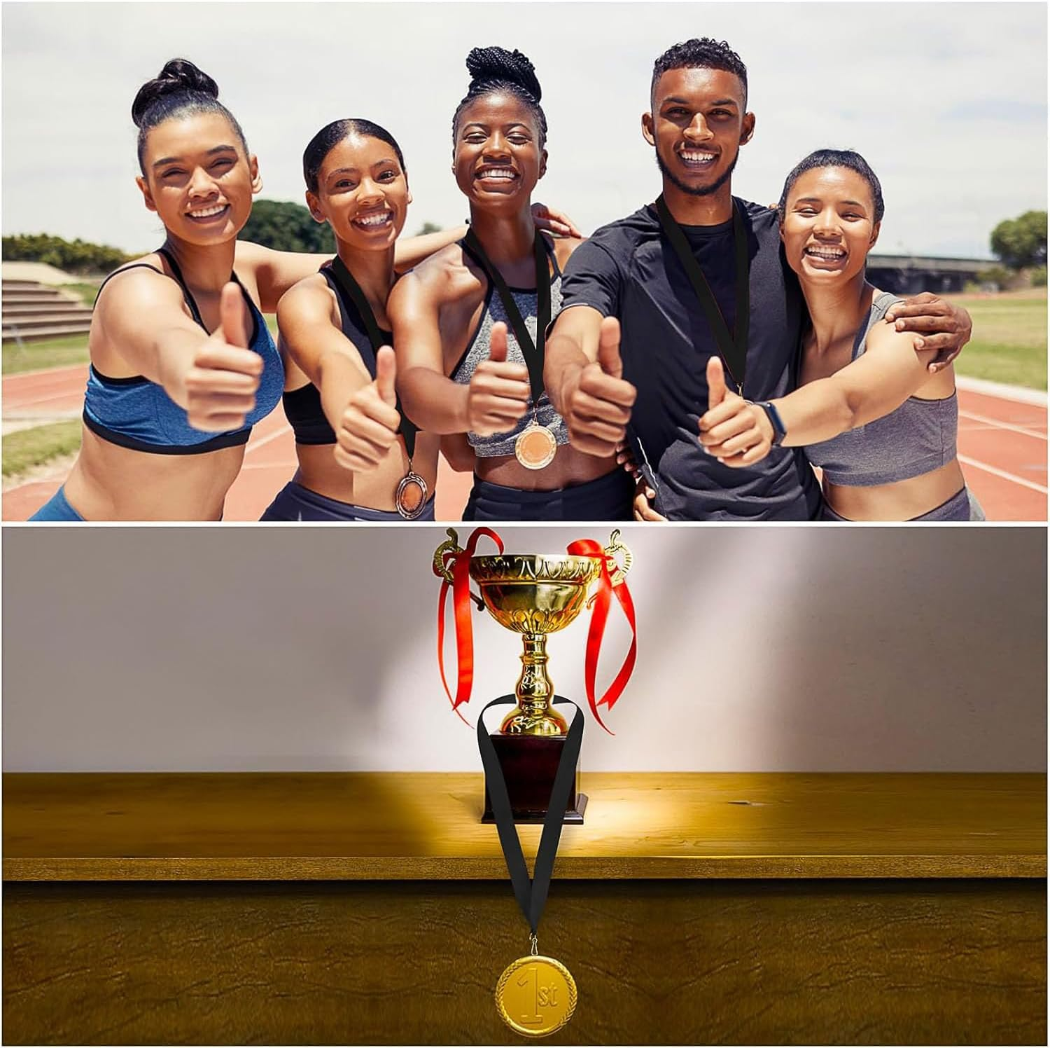 Songholee 20Pcs Medal Lanyard Awards Ribbons Award Ribbons Medal Neck Ribbons Flat Neck Ribbons Lanyard Keychain Hook Tie Competition Award Ribbon Rosette Polyester Sports - Red White Blue image number 7