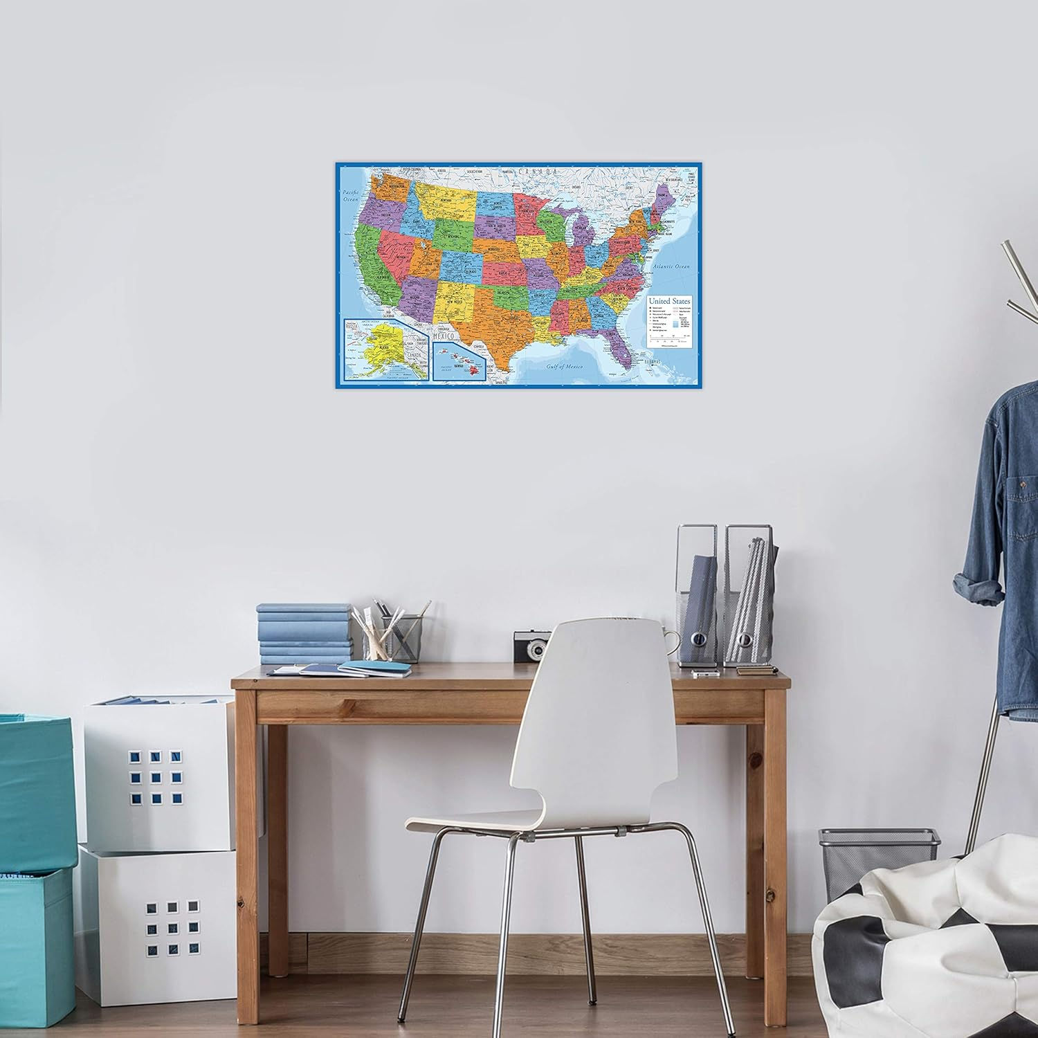 Laminated World Map & US Map Poster Set - 18" X 29" - Wall Chart Maps of the World & United States - Made in the USA (LAMINATED) image number 6