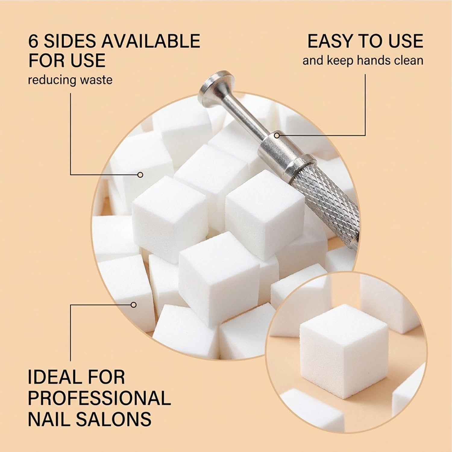 Nail Sponges for Art - Soft Square Beauty Tools with Grabbing Pen - Small Nail Sponge | for Foot Spa Grooming Party Summer Winter Holiday Wedding Bridal image number 6