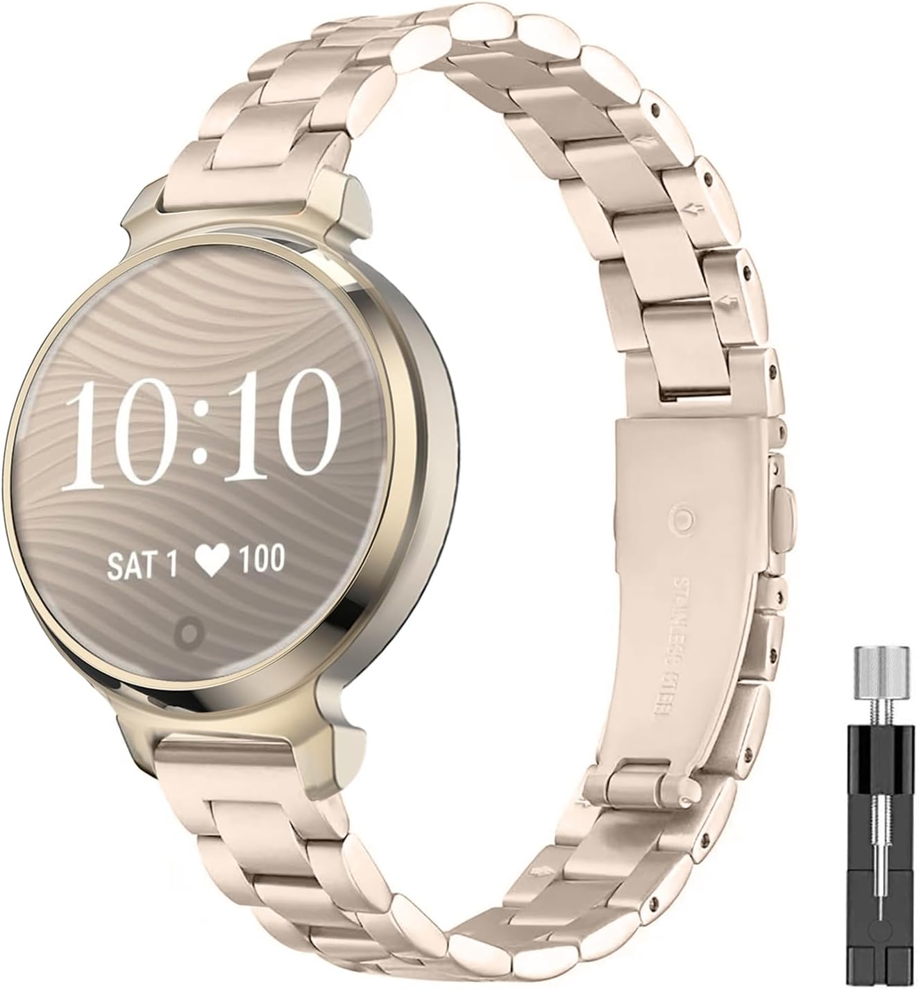 Haotop Stainless Steel Replacement Strap Compatible for Garmin Lily 2 Smartwatch