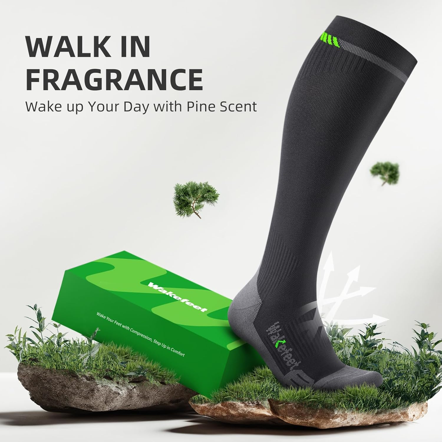 WAKEFEET Medical Compression Socks Men Women 3 Pairs, Compression Stockings 20-30Mmhg for Relieving, Recovery image number 3