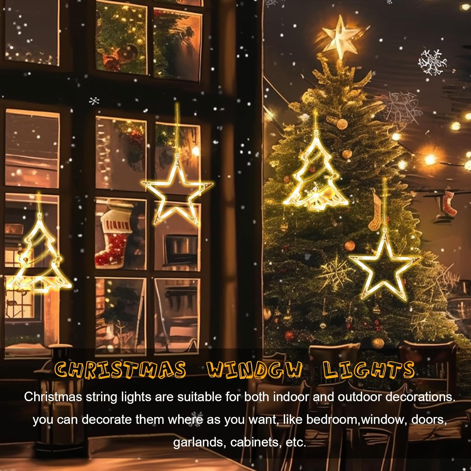 Nuluxi 2 X LED Stars Christmas Tree Christmas Lights, LED Christmas Decoration with Suction Cups, Warm White Christmas Star Indoor for Christmas Decoration, Doors, Shop Window, Party, Wedding, Balcony image number 4