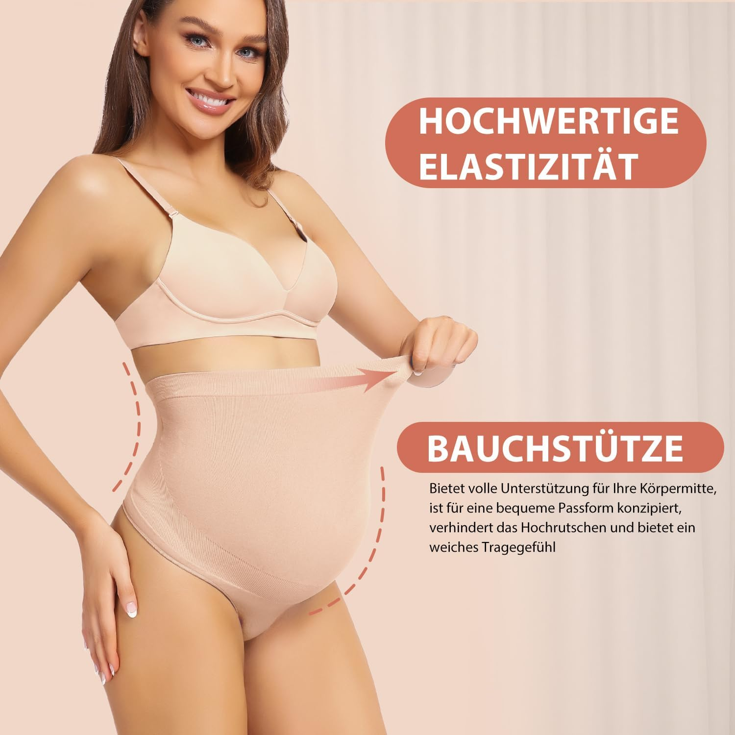 Maternity Underwear Thong for Women Maternity Shapewear over Belly Support Seamless 5 Pack image number 3