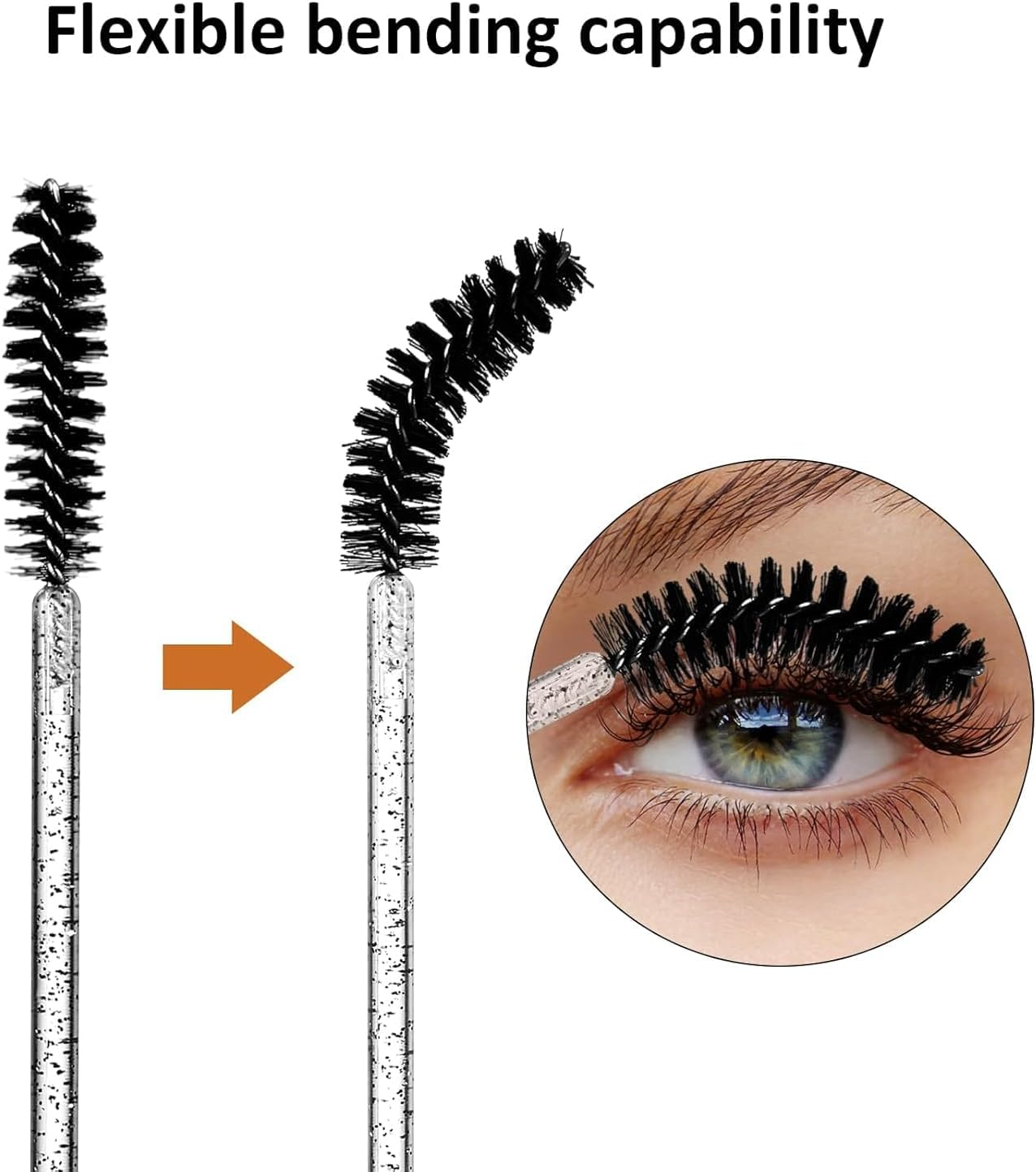 50 PCS Disposable Mascara Brushes Disposable Makeup Brush with Container Mascara Wands Makeup Brushes Applicators Kits for Eyelash Extensions and Eyebrow Brush (Crystal Black) image number 3