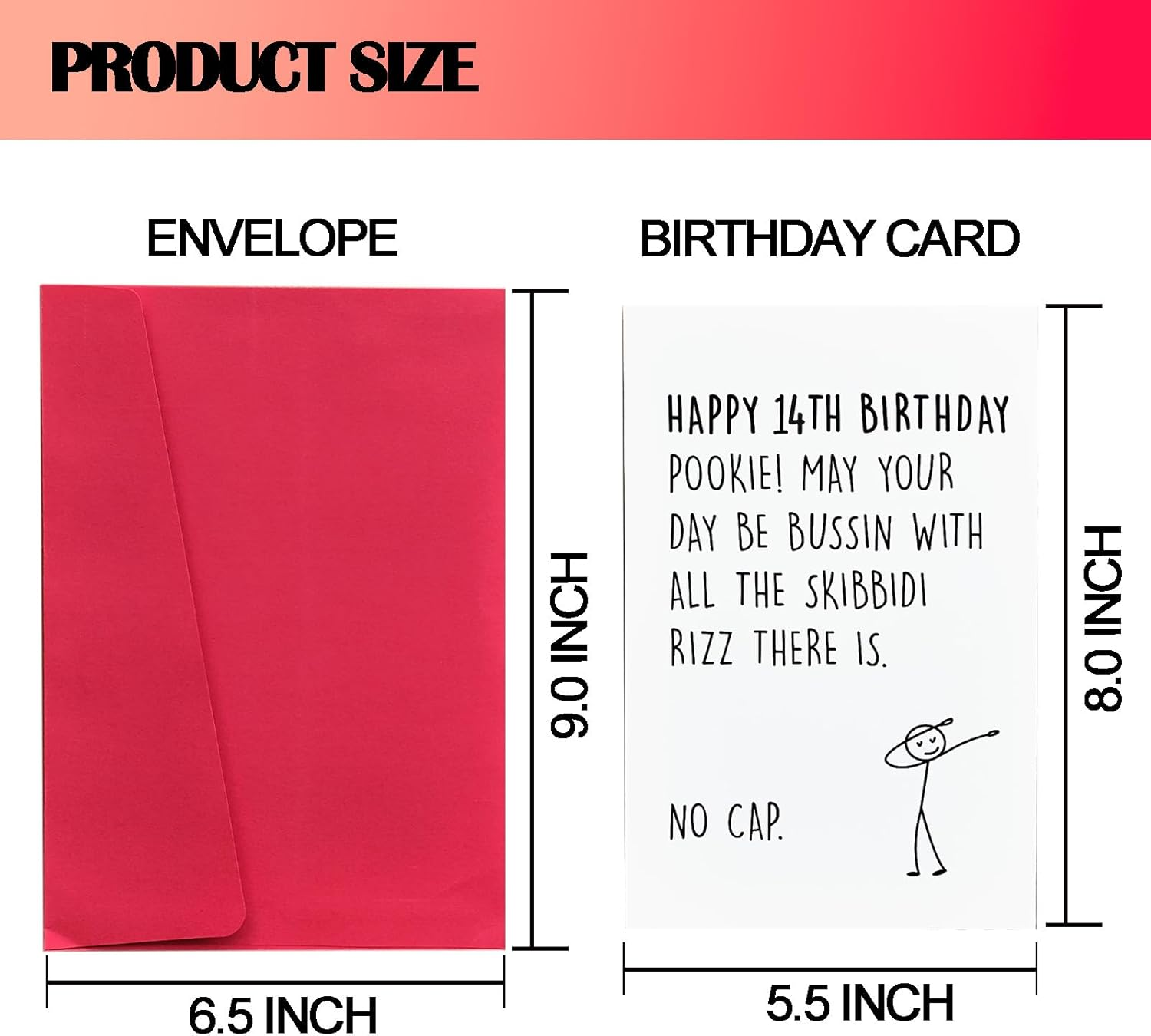 Funny Birthday Card for Boys Girls，14 Year Old Gen Z Slang Meme Design with Envelope Hilarious Birthday Gifts & Decorations for Son Daughter Nephew Niece Teenagers (14TH) - 13Th image number 5