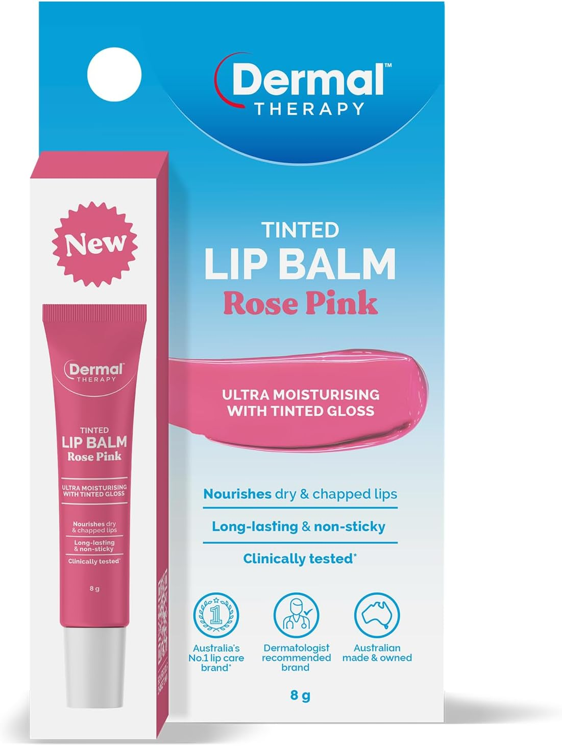 Dermal Therapy Tinted Lip Balm Rose Pink | Ultra Moisturising | 8G image number 2