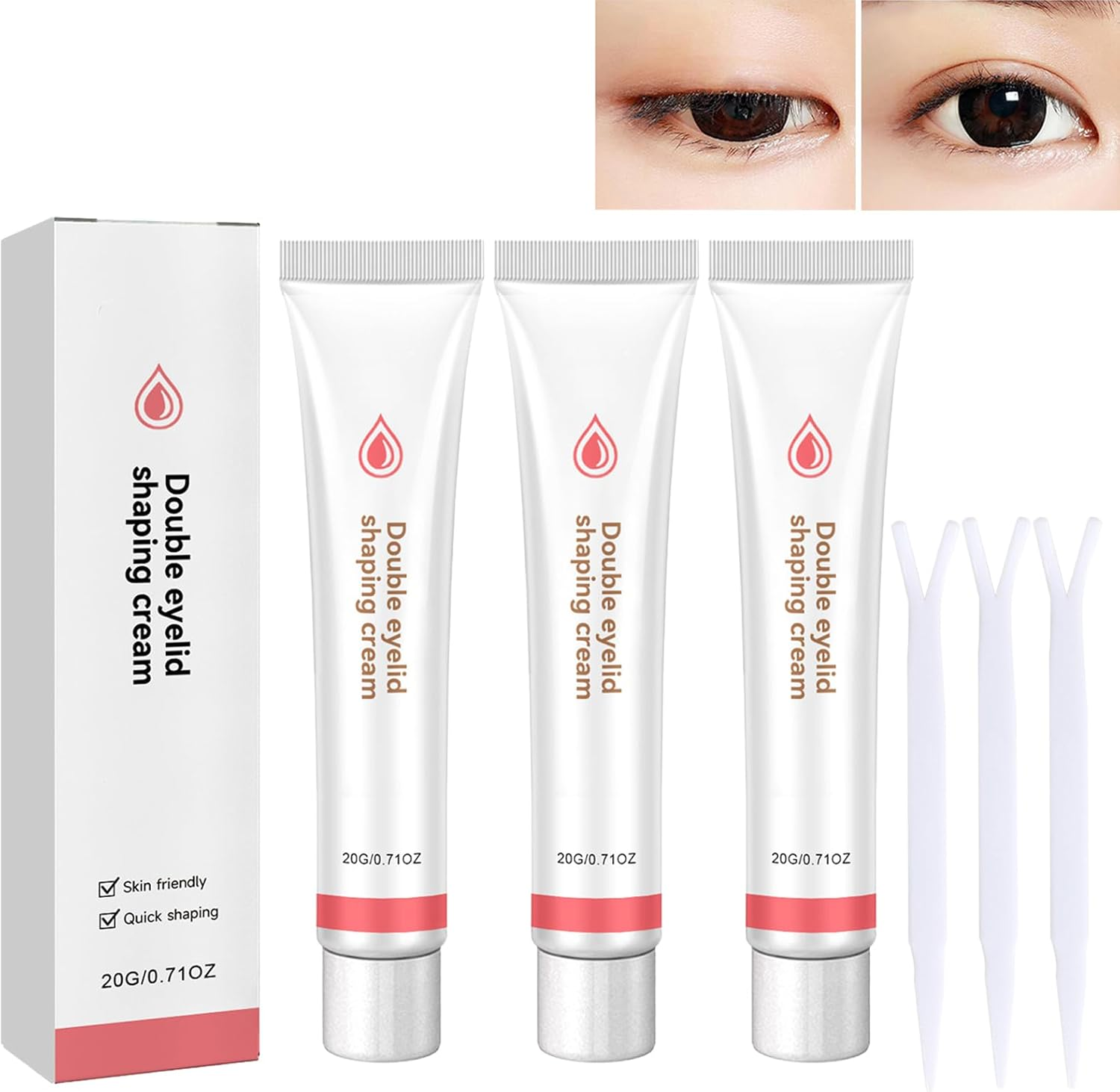 Eyelid Lifting Cream, Double Eyelid Shaping Cream, Instant Eye Lift for Hooded Eyes, Long-Lasting Waterproof Invisible Finish, Quick-Drying Natural Look, Tightening & Hydrating Eye Care (3Pcs)