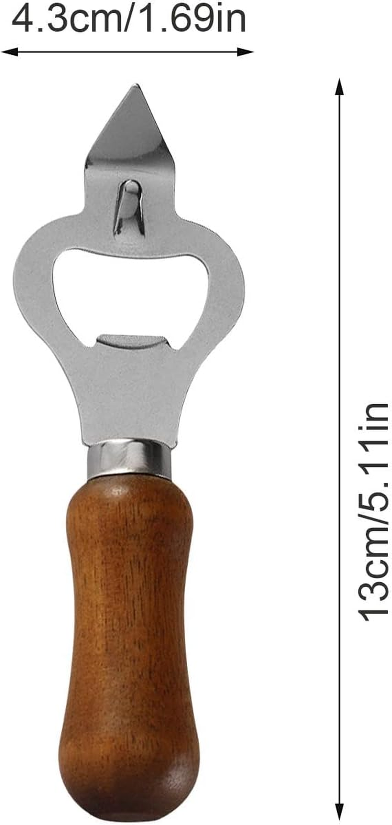 Beer Bottle Opener | Wooden Handle Bottle and Can Opener Manual - Beer Bottle Accessories, Multifunctional Beer Can Opener Tool for Family Gatherings image number 6