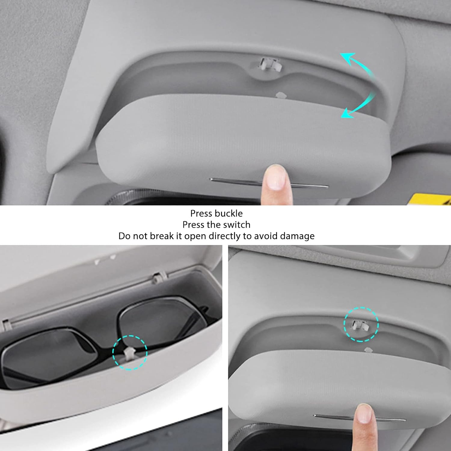 Sunglasses Holder for Tesla Model Y 2020‑2023, Sunglass Holder for Car, Sun Visor Eyeglass Case Mount On, Car Storage Box Fit for Storage Glasses Accessories (ABS) image number 2