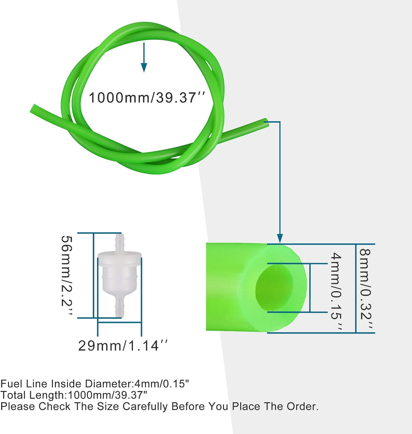 GOOFIT Gas Filter with 4Mm Inner Diameter Fuel Hose for Universal Motorcycle Dirt Bike (Green) image number 4