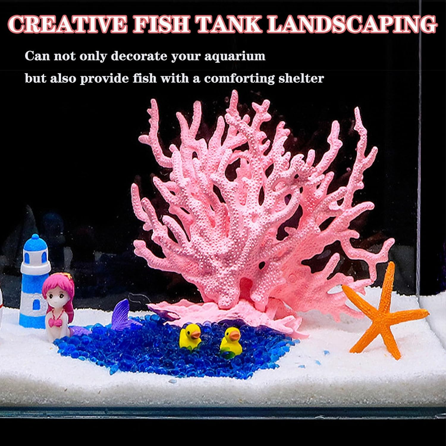 Besimple Artificial Aquarium Coral Ornament Plastic Fish Tank Plants Decoration for Aquarium Landscape - Blue-L image number 4