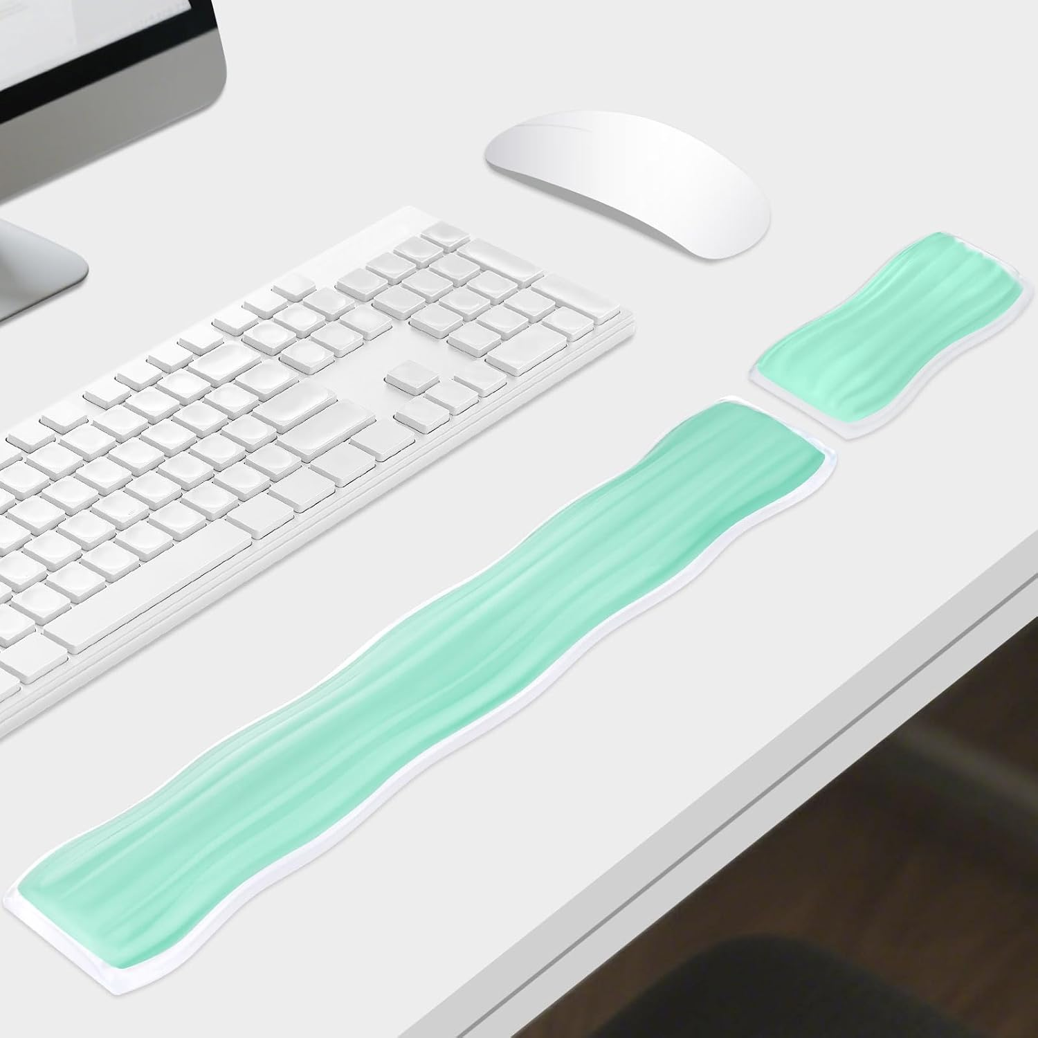 Gel Wrist Rest for Computer Keyboard and Mouse, Ergonomic Clear Keyboard Pad and Mouse Wrist Rest for Gaming, Computers, Laptops, Office Use (Green) image number 4