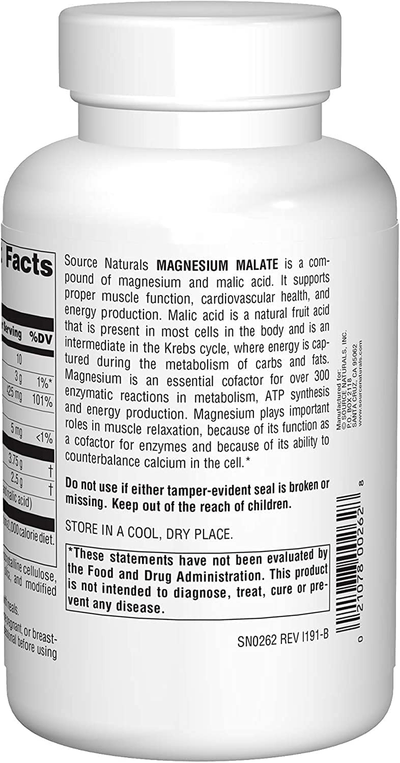 Source Naturals Magnesium Malate 3750MG 180 Tablets by Source Naturals image number 3