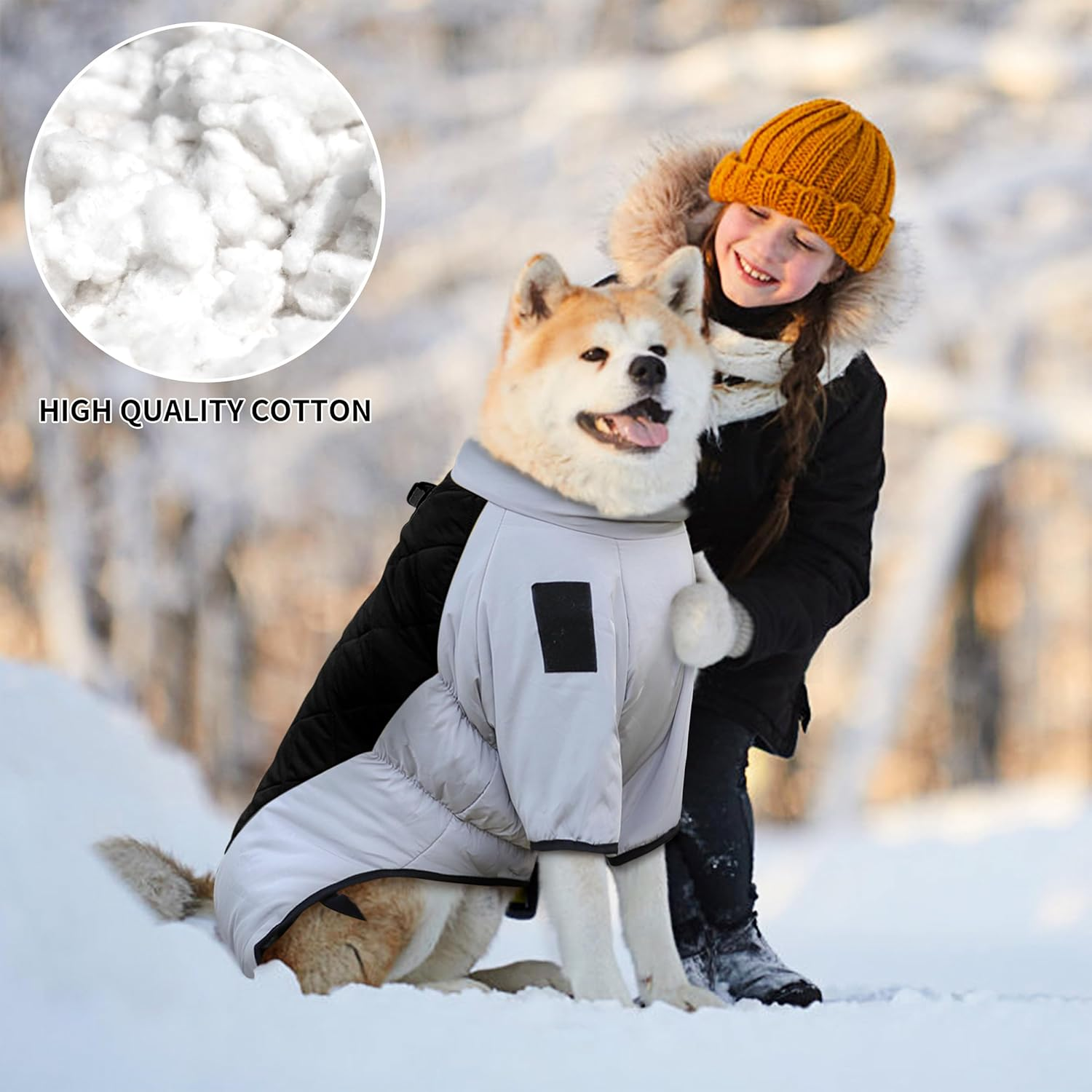 Dog Jacket Warm Dog Coat Waterproof with Harness Dog Winter Coat with Reflective Stripes for Small Medium Dogs Size XL image number 2