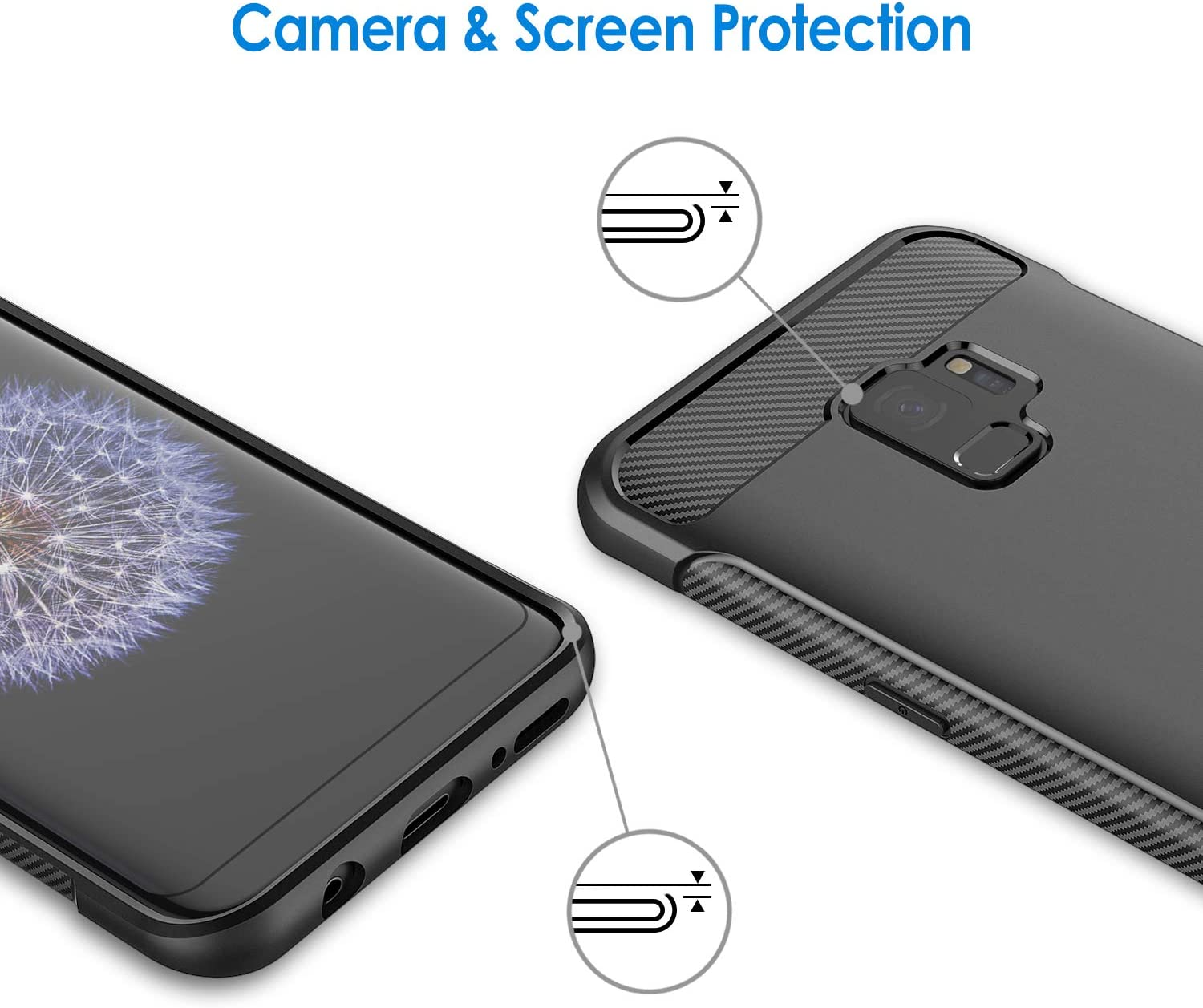Jetech Slim Fit Case for Samsung Galaxy S9 (NOT for plus +), Thin Phone Cover with Shock-Absorption and Carbon Fiber Design (Black) image number 3