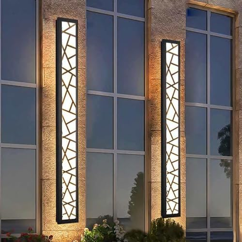 LED Outdoor Garden Wall Lights Exterior Long Indoor Wall Lamp Modern Black Wall Sconce IP65 Waterproof Wall Lighting outside Acrylic Light Porch Terrace Garage (100CM 58W,Warm Light)