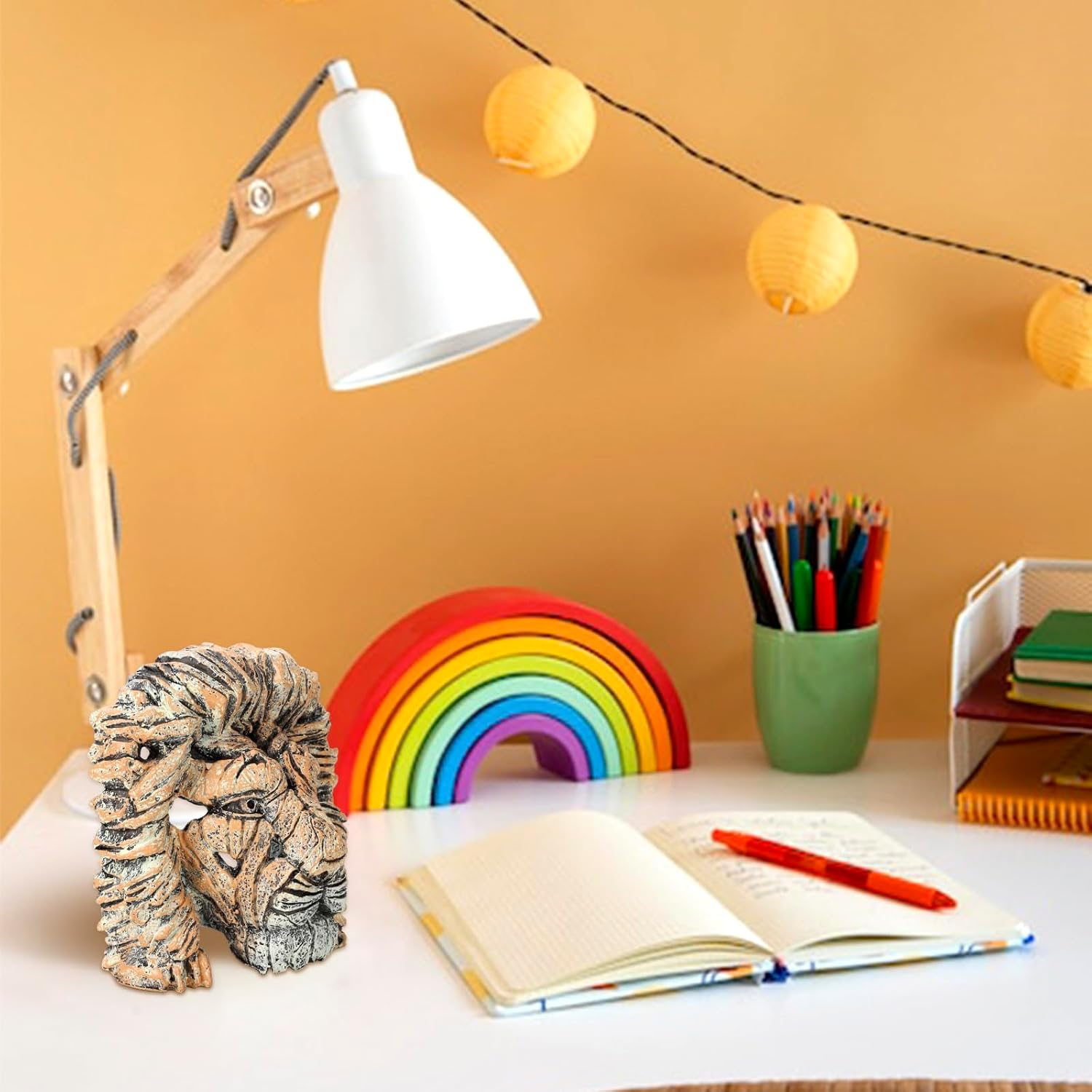 Lion Head Statue Sculpture Bust Decor,The King of Beasts,Resin Decor Animal Centerpiece for Table Decor,Statue Decoration for Living Room/Bedroom/Home/Garden,Great Collectible(Lion) image number 6