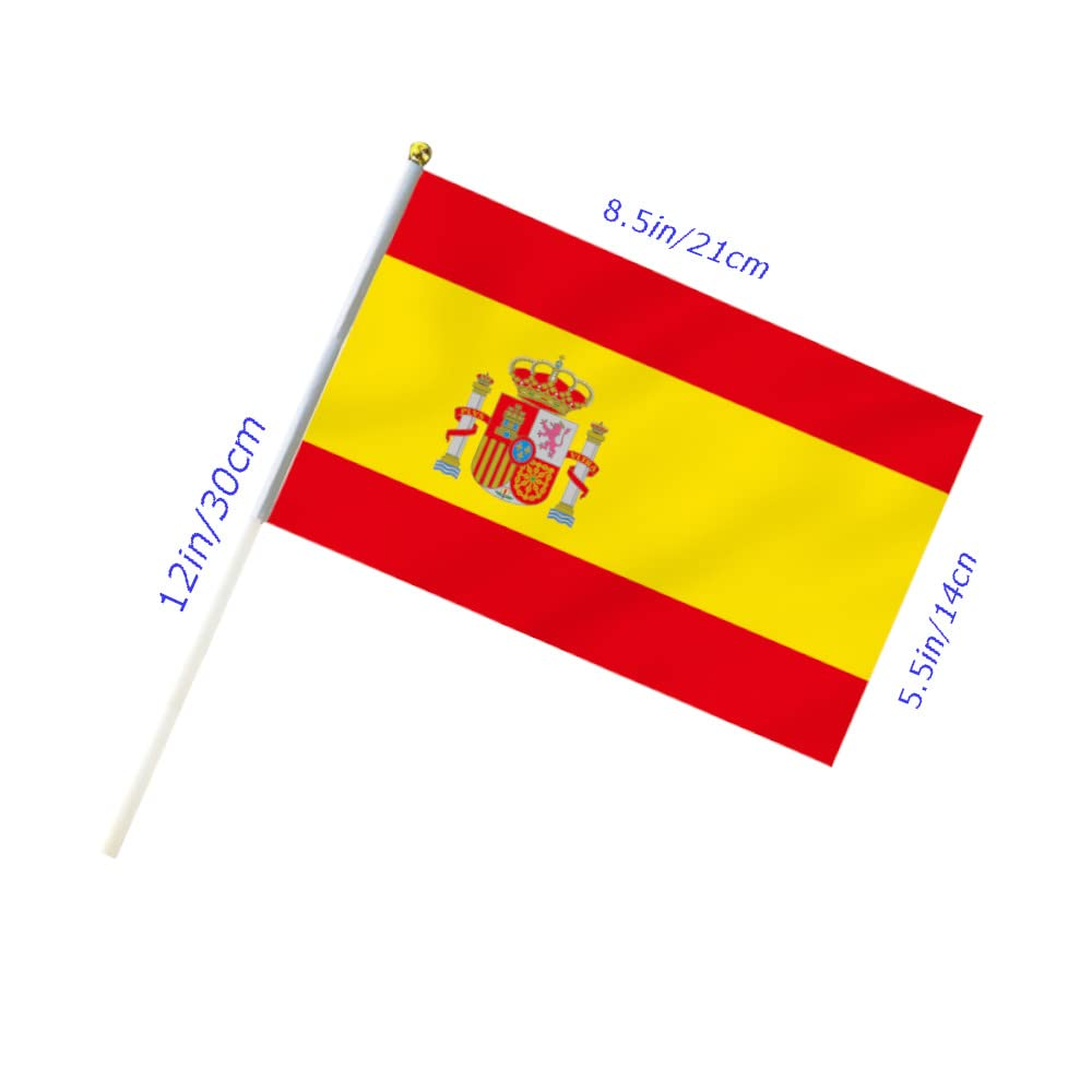10 PCS Handheld Spain Flag,8.5&times;5.5 Inch Hand Held Mini Spanish Flags Banner for Indoor Outdoor Parade Waving the Tlag and Shouting image number 3