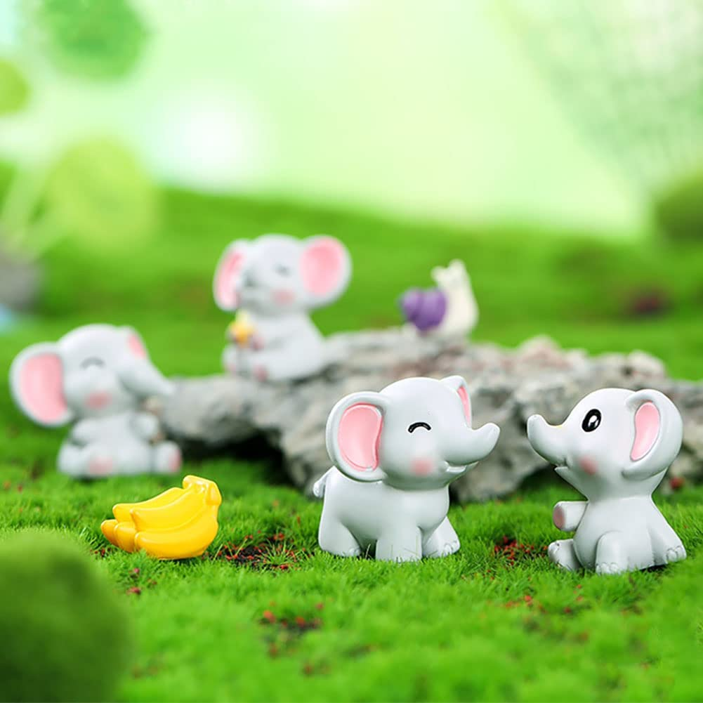6 Pcs Mini Elephant Animal Figures Toy Cake Toppers, Miniature Elephant Figurines Fairy Garden Moss Landscape DIY Terrarium Crafts Ornament, Cake Decoration Christmas Birthday Gift image number 2
