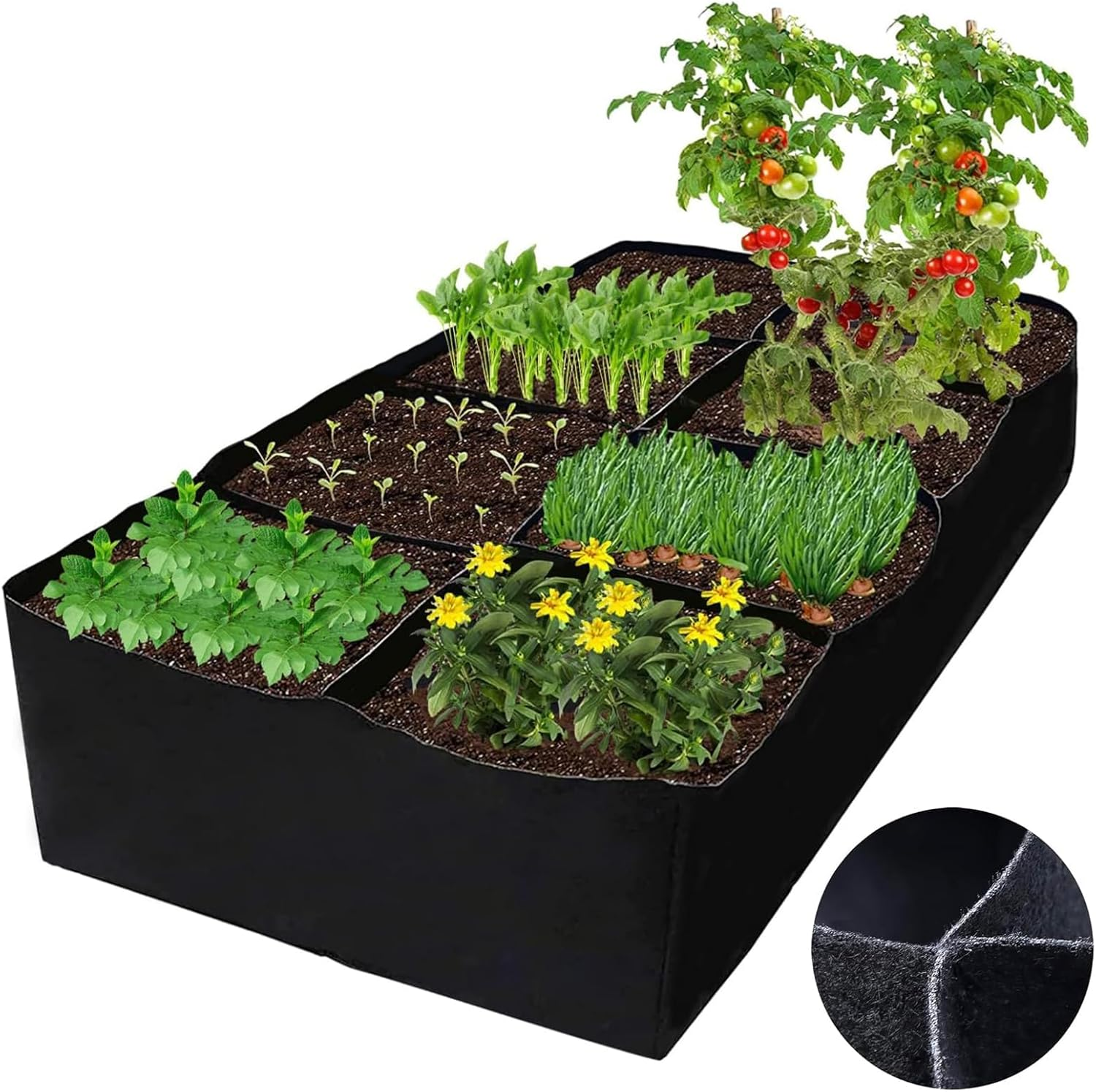 Fabric Raised Garden Bed, 8 Holes 128 Gallon Plant Grow Bag, Rectangle Garden Grow Bed Bags for Growing Herbs, Flowers and Vegetables image number 4