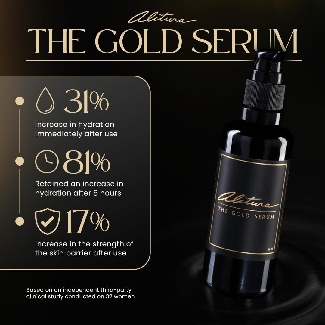 Alitura Naturals New Gold Serum for Face and Skin with Collagen - the Best All Natural & Organic Anti-Ageing Retinol Moisturiser Cream with Hyaluronic Acid for All Skin Types- 50Ml image number 4