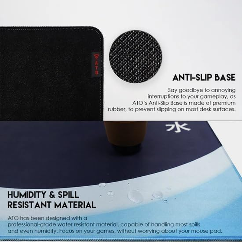 FANTECH Mouse Pad, Gaming Mousemat Esports Waterproof Surface Large Deskmat Anti-Slip Base Desk Mouse Pad Mat for Gaming, Office, Home, 900X400X4Mm (Aqua) image number 6