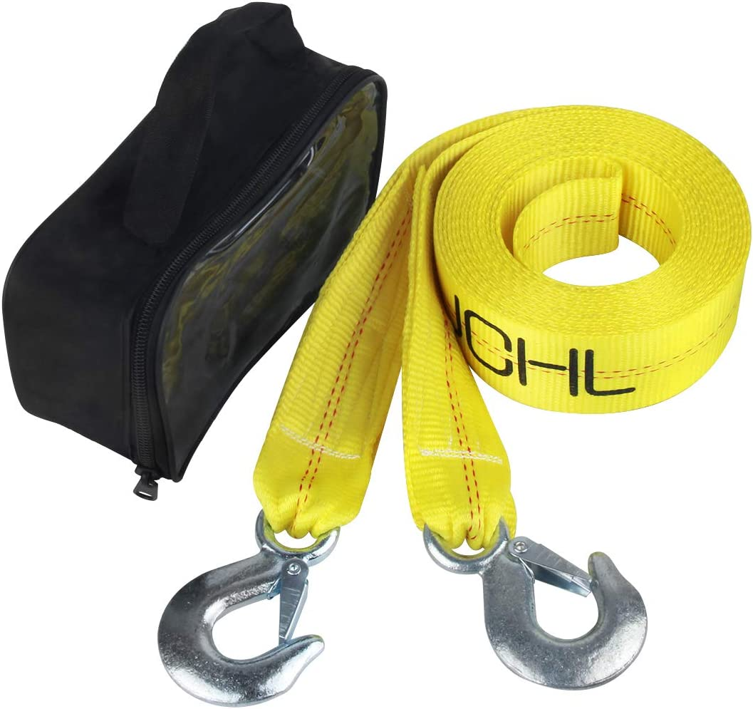 Tow Strap Heavy Duty with Hooks 2" X20' 15,000LB Recovery Strap 6,8 Tons Towing Strap with Safety Hooks Polyester