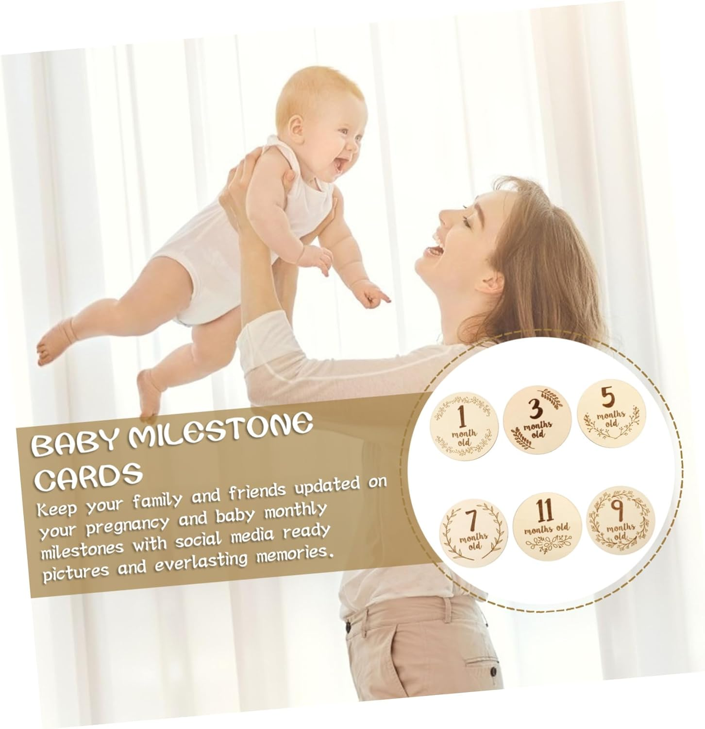 6Pcs Double-Sided Monthly Milestone Cards Chic Stylish Photo Props for Newborns Unique Designs with Safe Edges for Capturing Growth Milestones image number 3