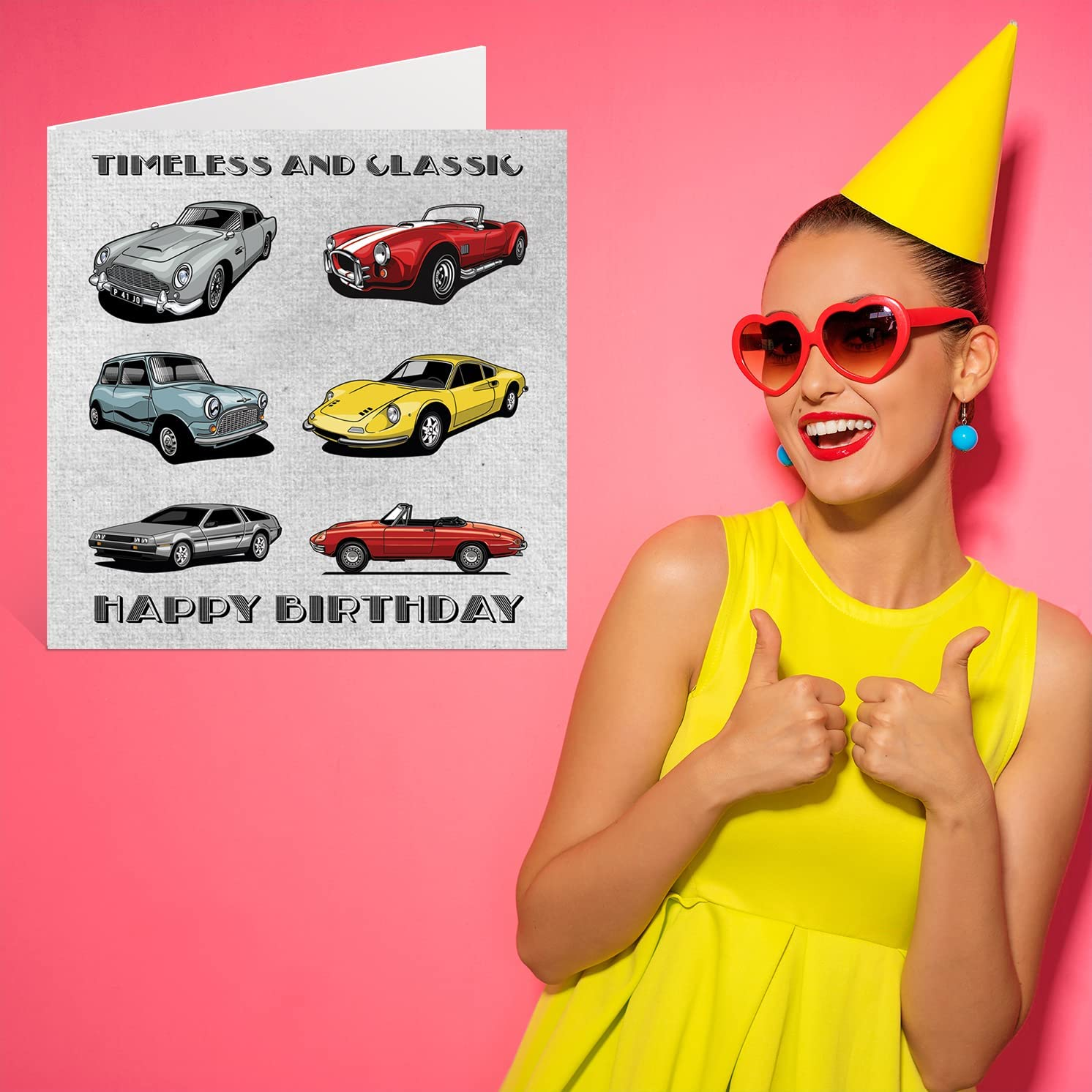 Vintage Birthday Cards for Him - Timeless & Classic Cars - Happy Birthday Card for Dad Husband Uncle Grandad from Son Daughter, Father Birthday Gifts, 145Mm X 145Mm Seasonal Greeting Cards Gift image number 6