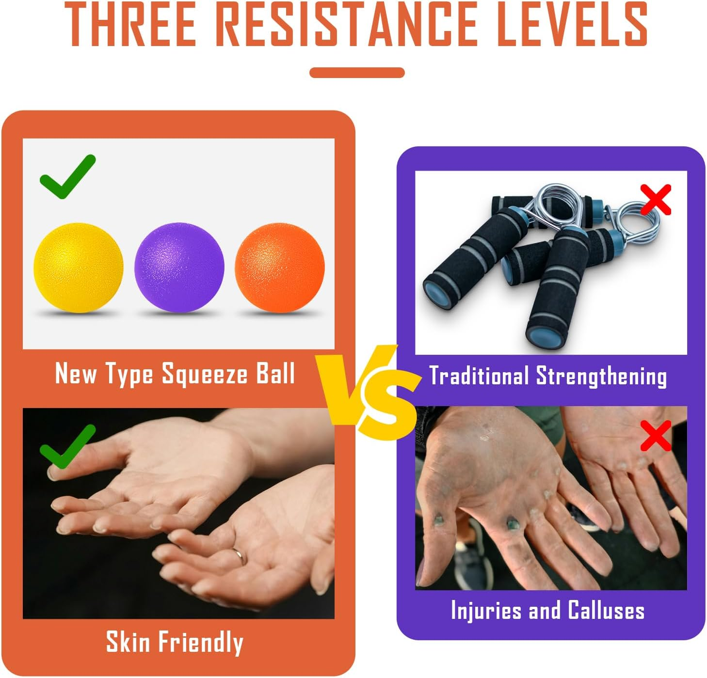 3 Pack Stress Balls for Adults, Squeeze Balls for Hand Therapy, Hand Strengthening Devices with Different Resistance Levels for Finger Forearm Wrist Exercise Relaxation and Pain Relief-3 image number 3