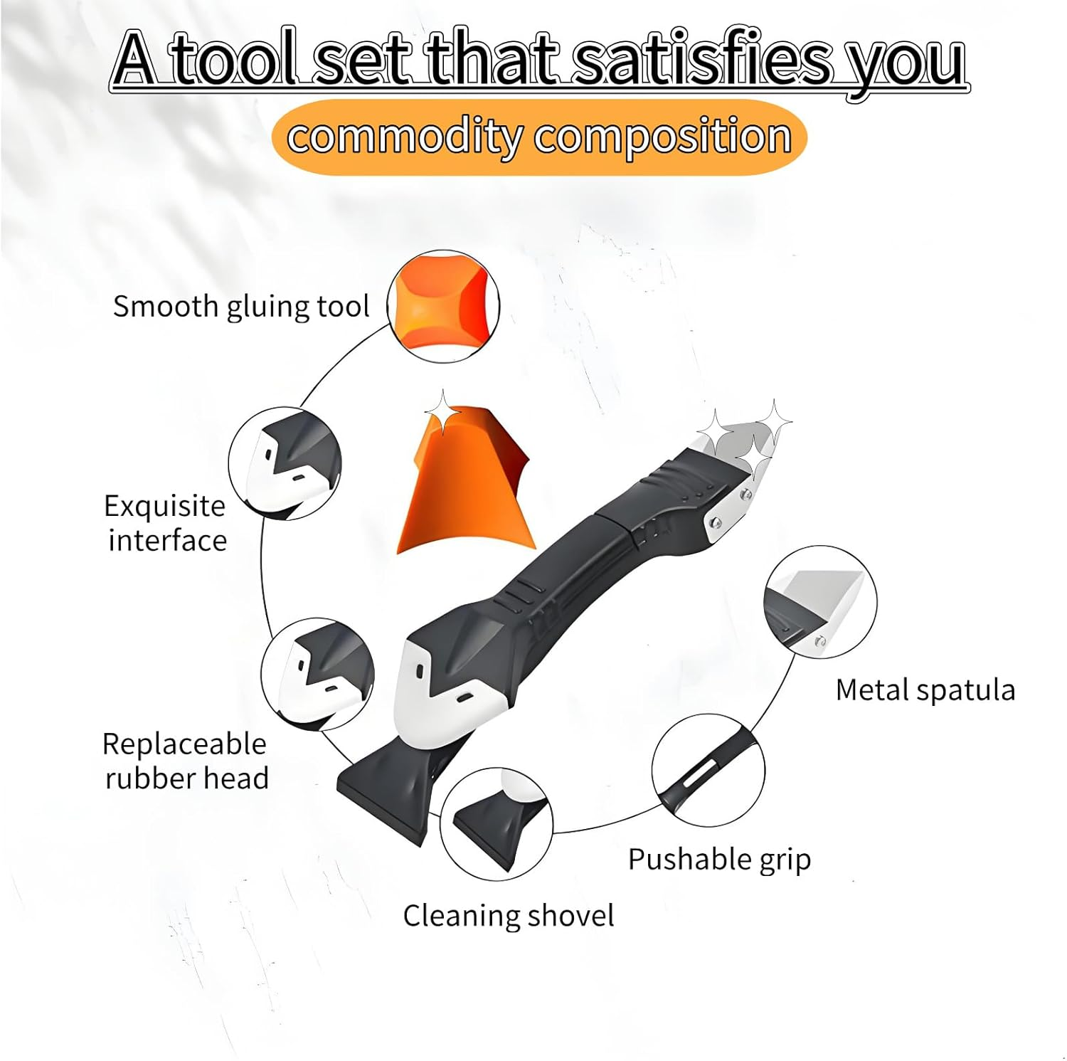 Silicone Seam Tool & Glue Scraper Set - Superior Seam Tools for Kitchen & Bathroom. Seamless Fit, Durable & Reusable. Integrated for Caulking and Degumming image number 2